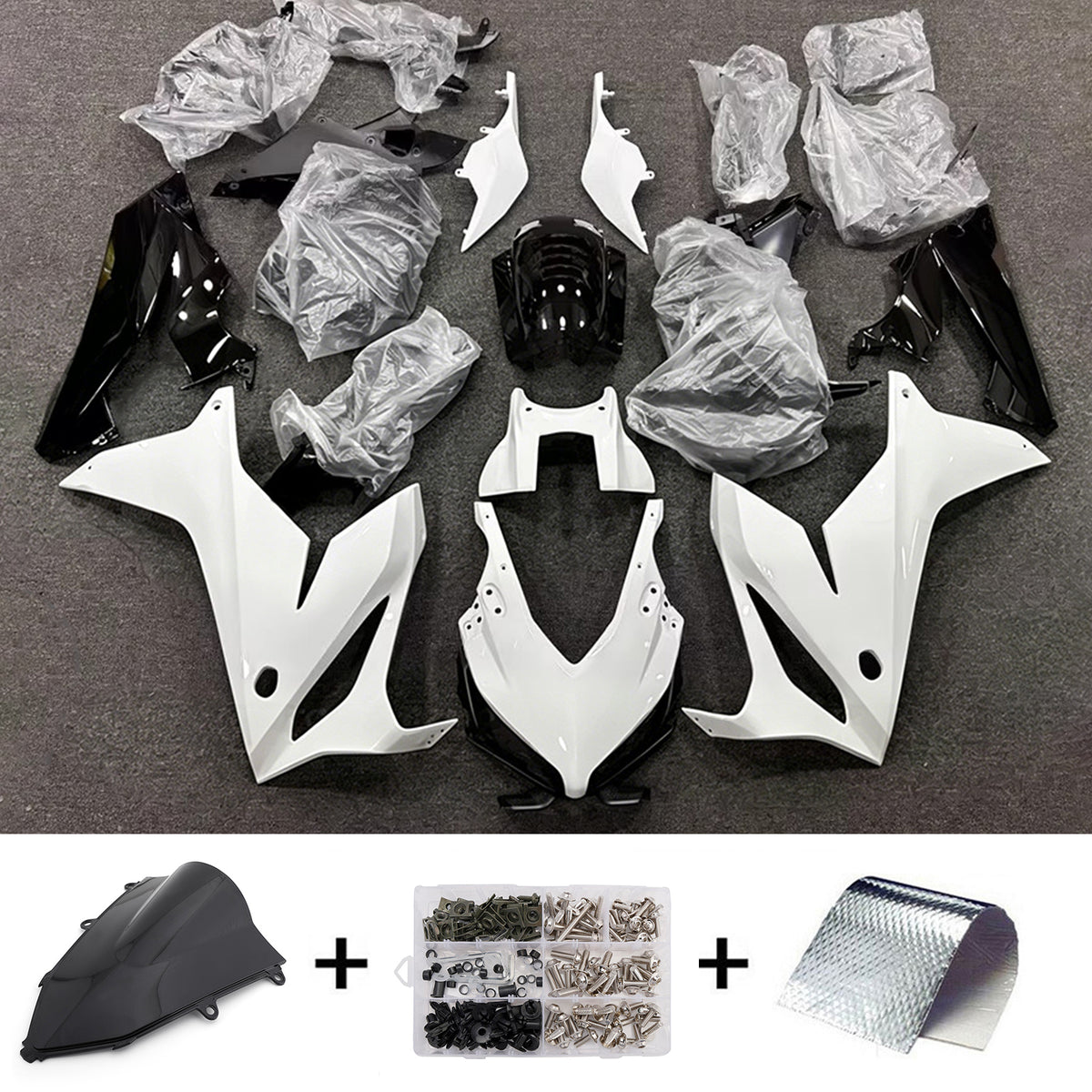 Amotopart 2019-2020 Honda CBR650R Black White Fairing Kit
