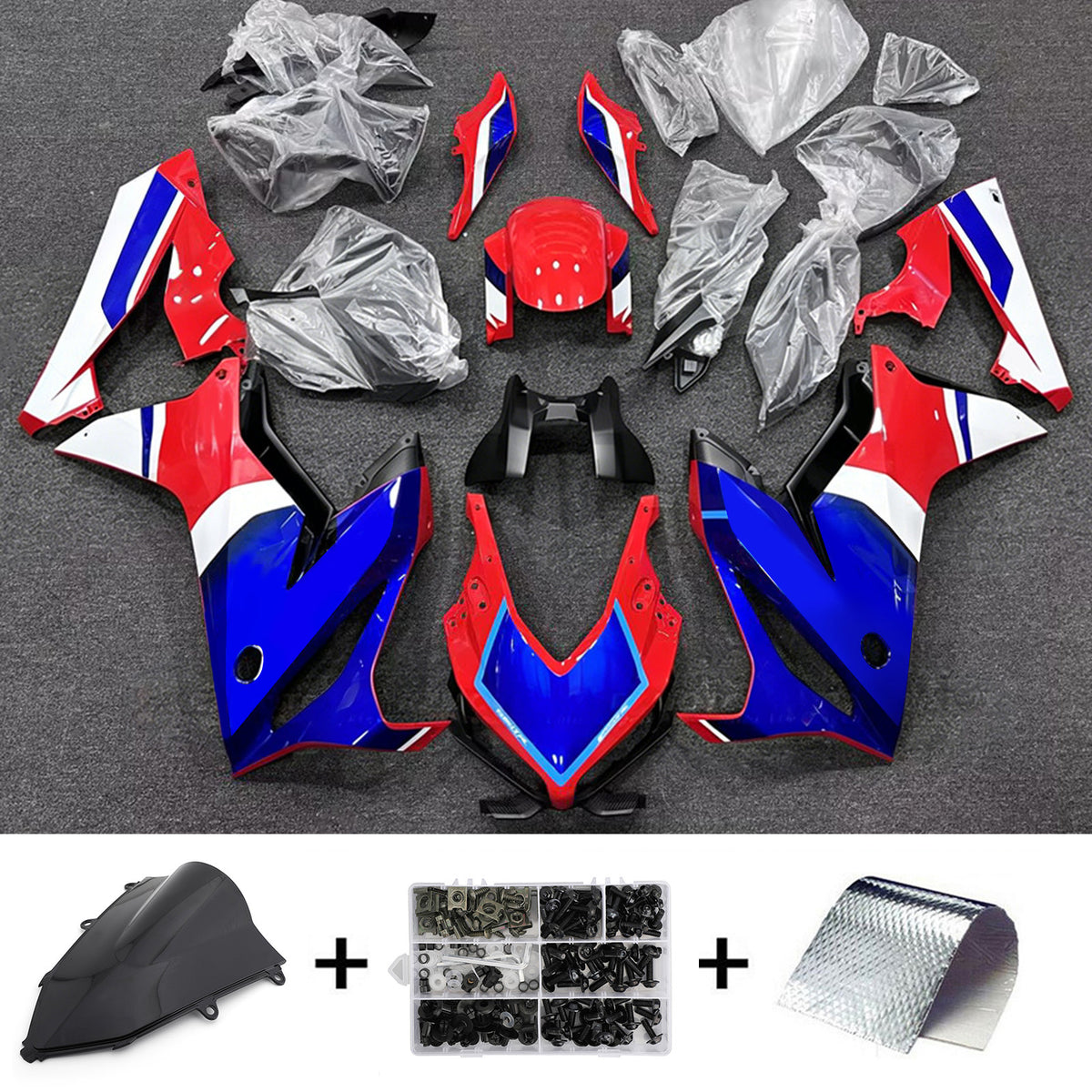 Amotopart 2019-2020 Honda CBR650R Blue Red Black Fairing Kit