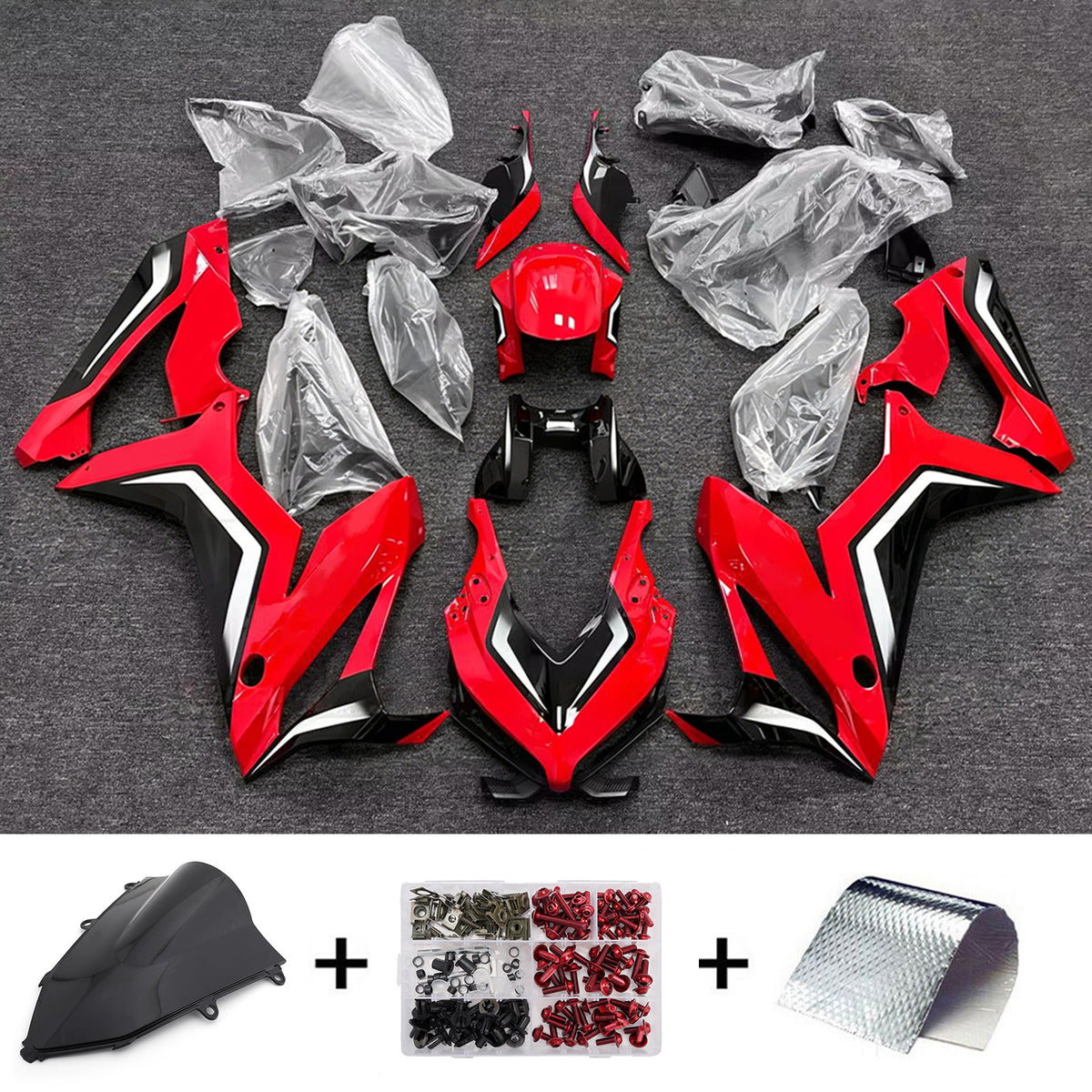 Kit de carénage Amotopart 2019-2020 Honda CBR650R rouge noir