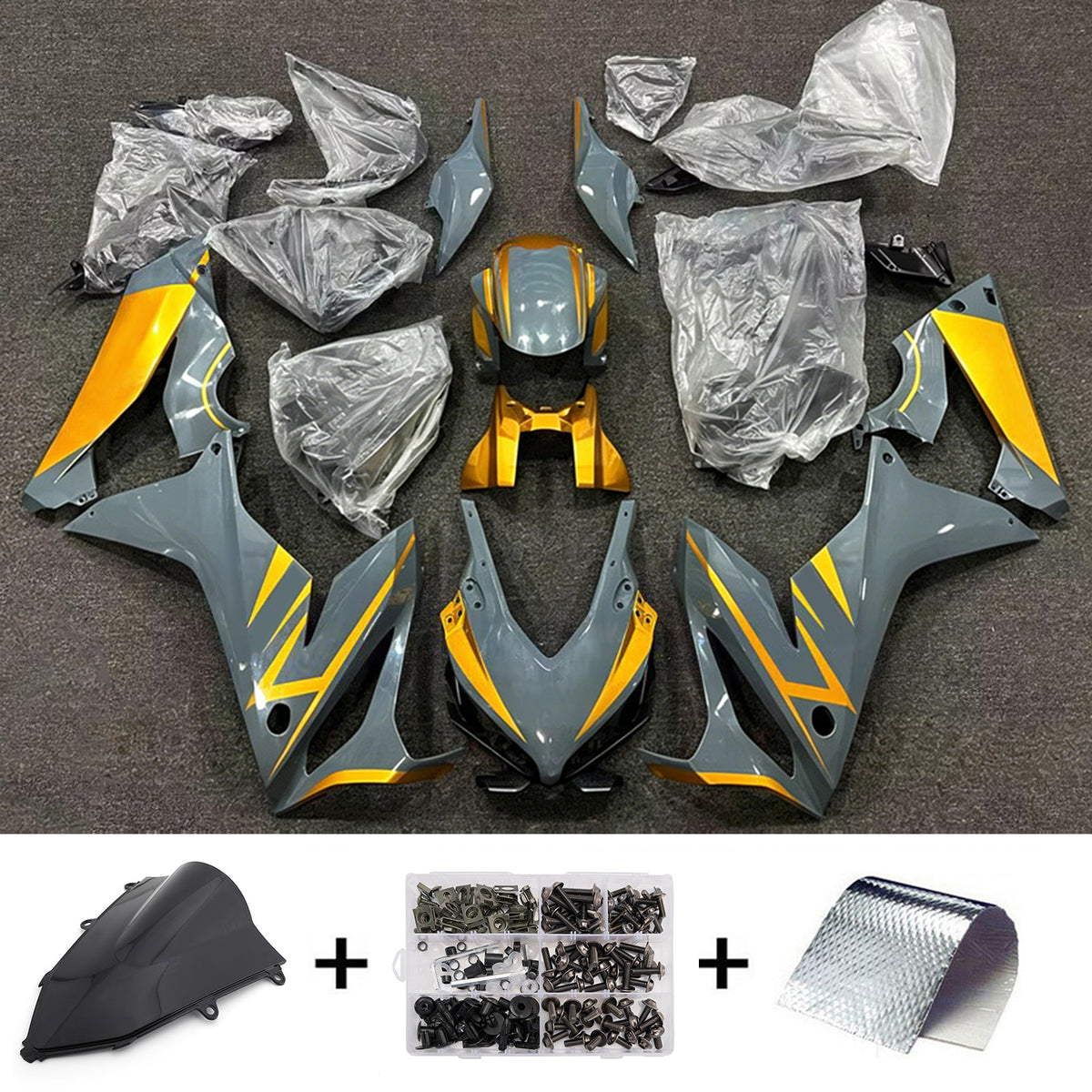 Amotopart 2019-2020 Honda CBR650R Black Gold Yellow Fairing Kit