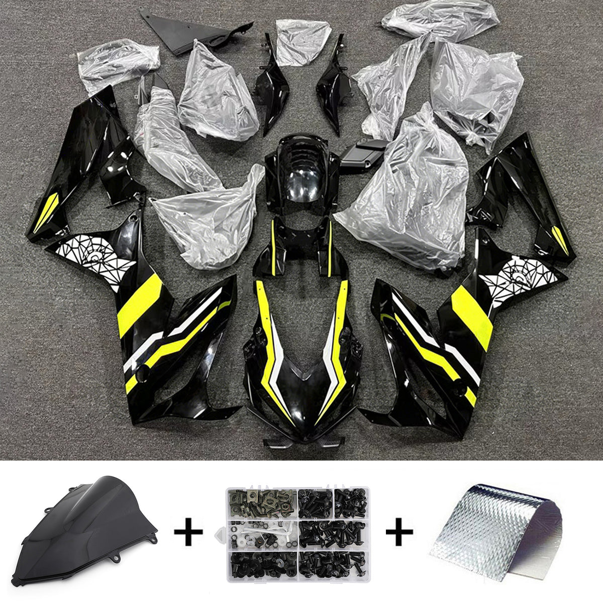 Amotopart 2019-2020 Honda CBR650R Black Gray Yellow Fairing Kit