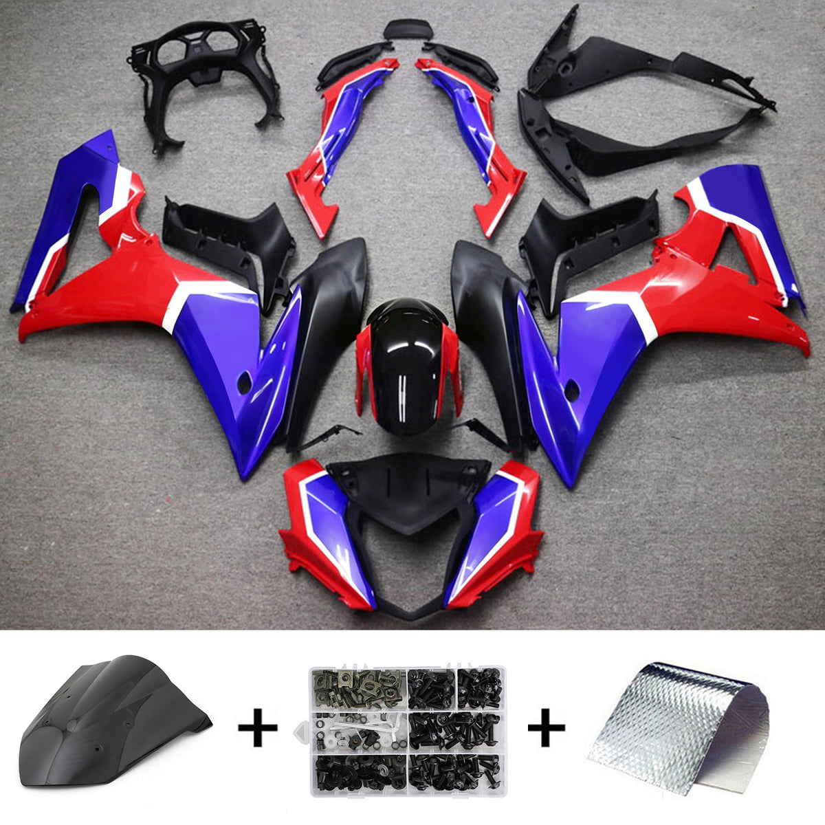 Amotopart 2014–2016 Honda CBR650F schwarz-graues Verkleidungsset