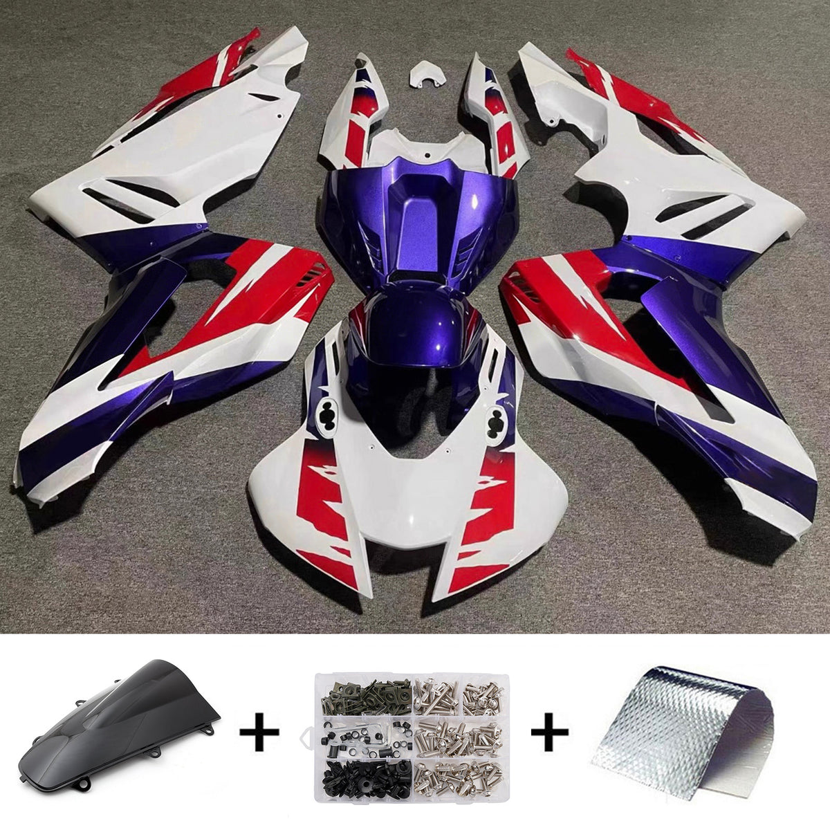 Amotopart 2020–2023 Honda CBR1000RR-R Weiß Blau Schwarz Verkleidungsset