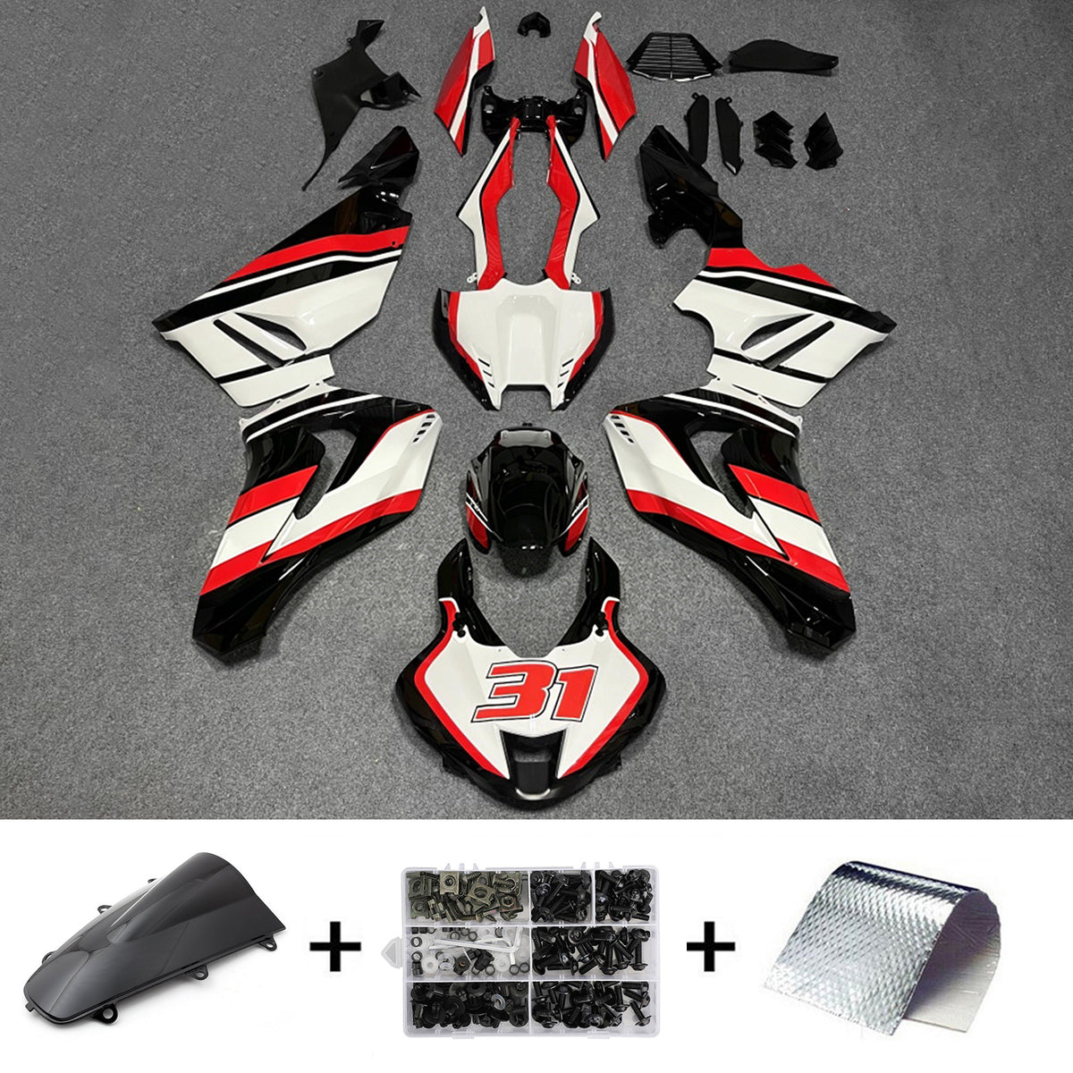 Amotopart 2020-2023 Honda CBR1000RR-R Zwart Rood Wit Kuipset