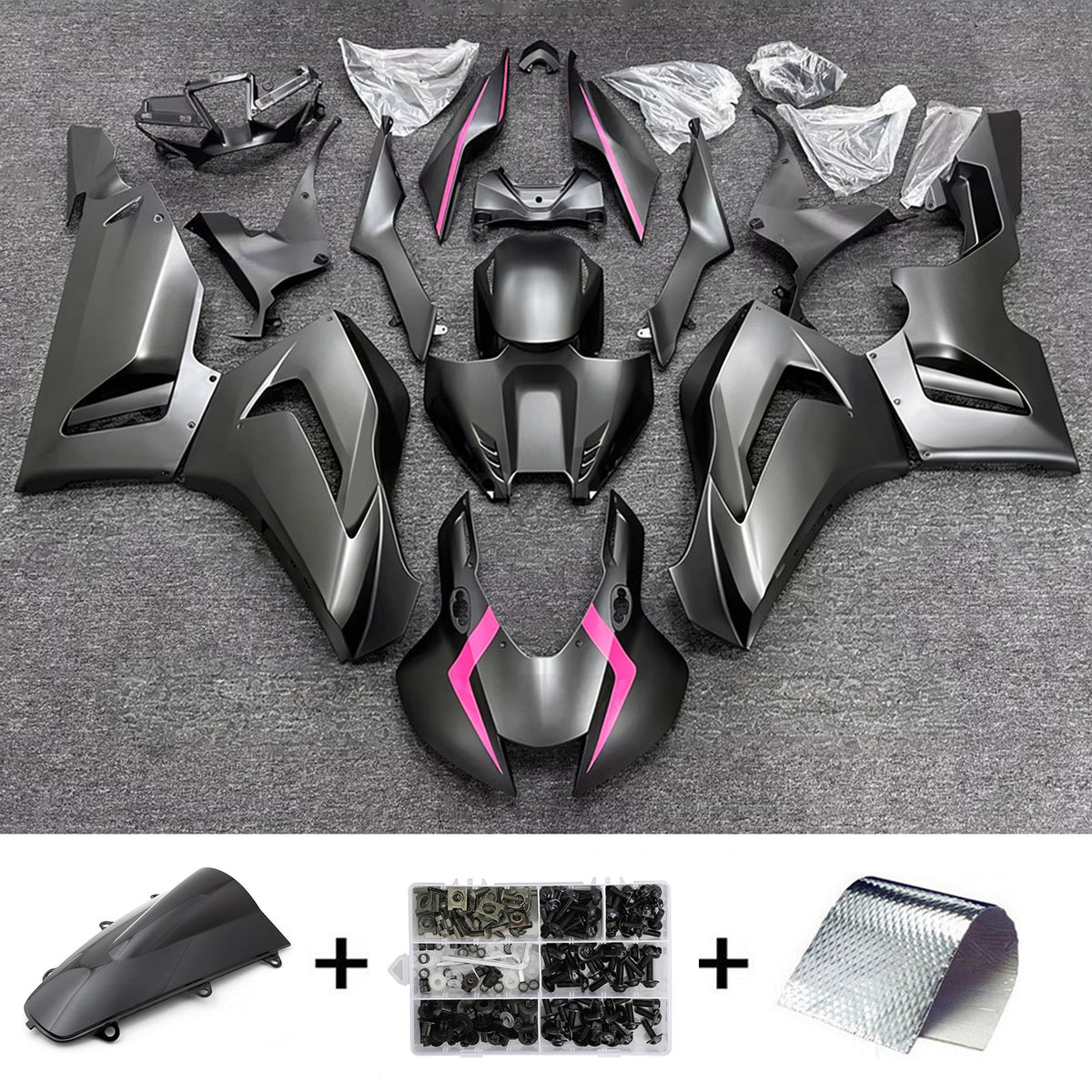 Amotopart 2020-2023 Honda CBR1000RR-R Kit de carenado negro gris