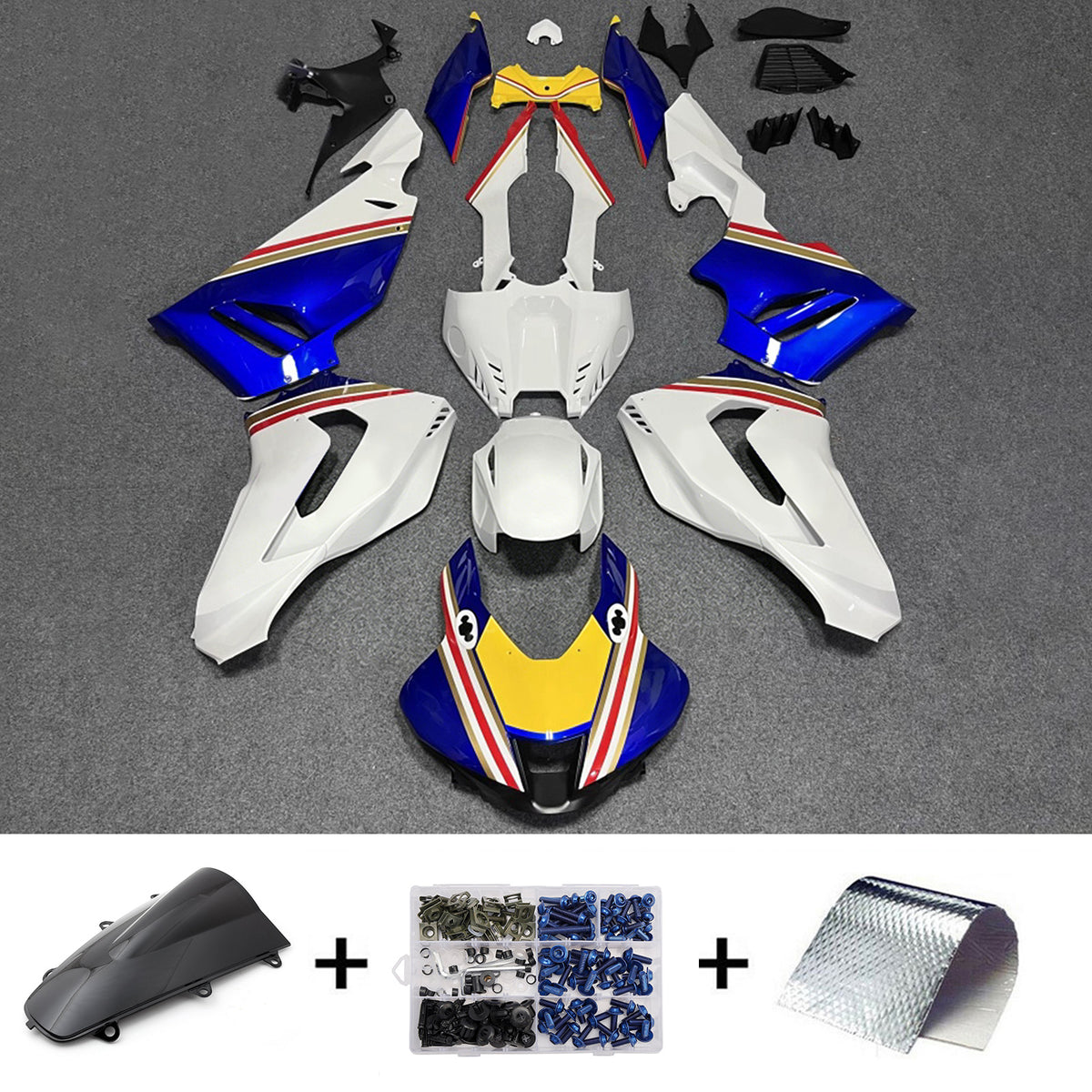 Kit de carenagens Amotopart 2020-2023 Honda CBR1000RR-R branco azul preto