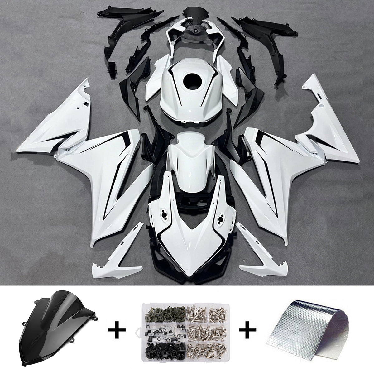 Amotopart 2022-2023 Honda CBR500R Kit de carenado blanco negro