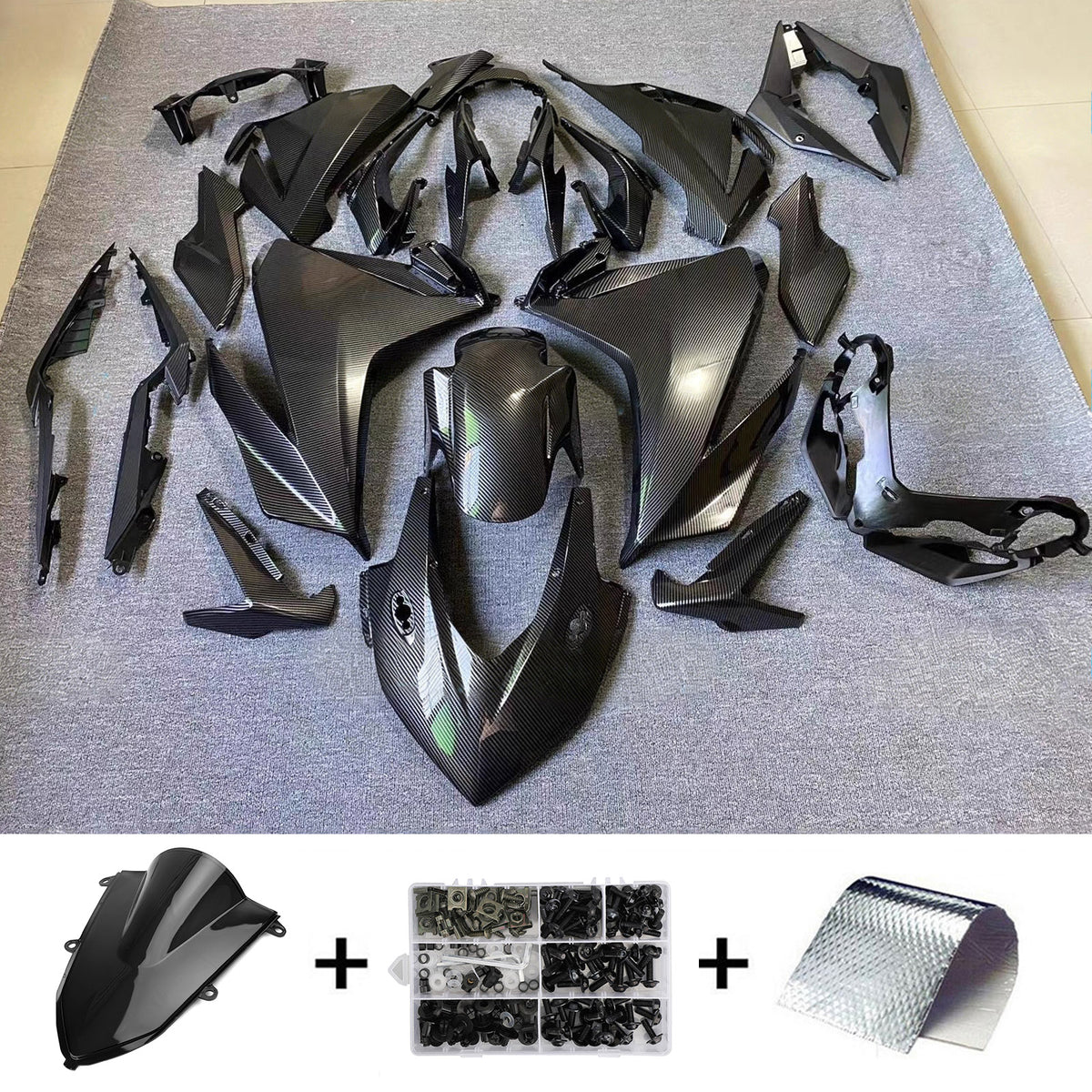 Amotopart 2022-2023 Honda CBR500R Niebiesko-czarny zestaw owiewek z włókna węglowego