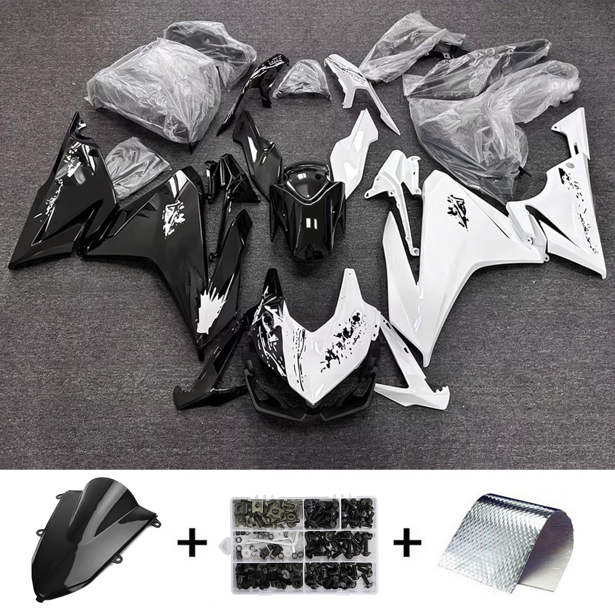Amotopart 2022-2023 Honda CBR500R Kit de carenado negro gris blanco
