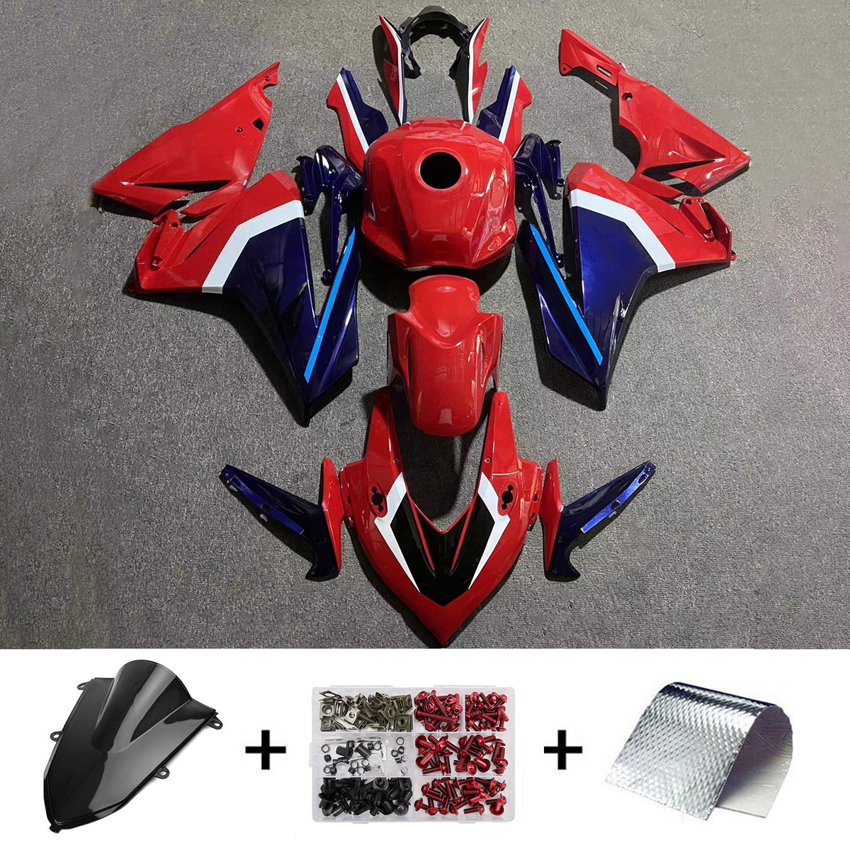 Amotopart 2019-2021 Honda CBR500R Red Black Blue Fairing Kit
