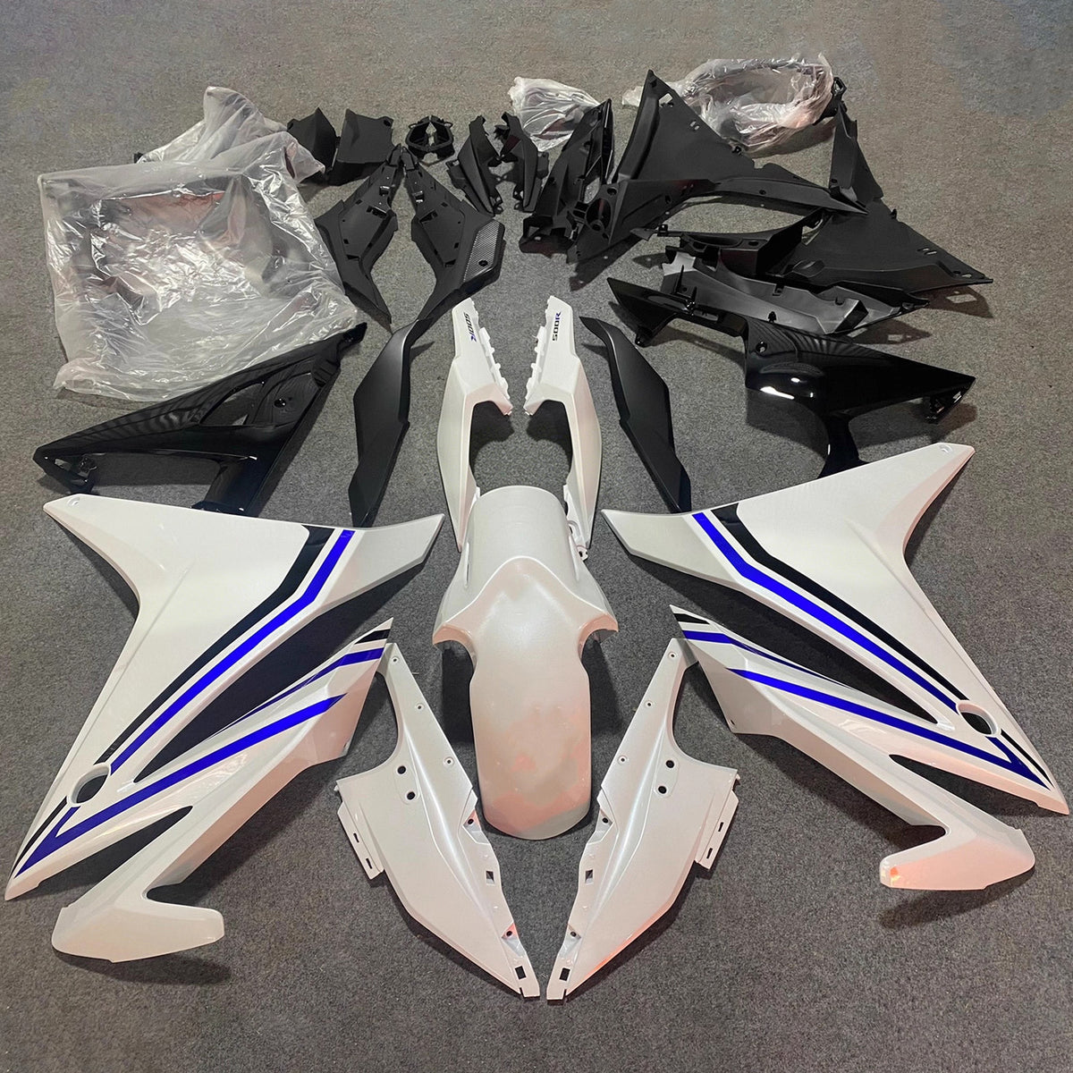 Amotopart 2019–2021 Honda CBR500R Schwarz Grau Orange Weiß Verkleidungsset