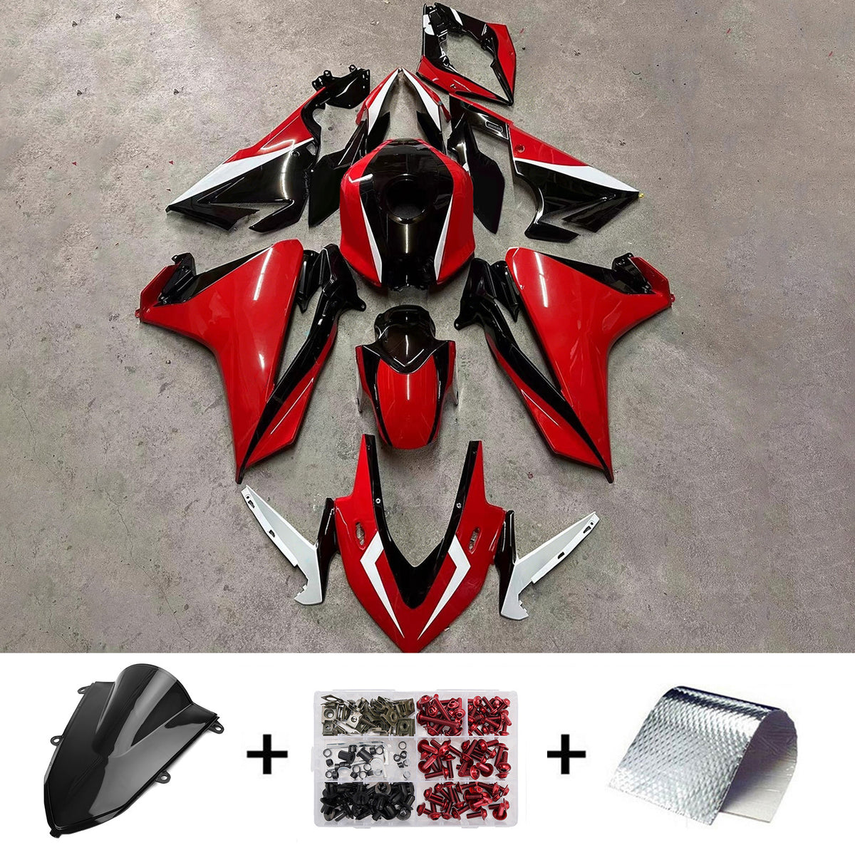 Amotopart 2022 Honda CBR400R Red Grey Black Fairing Kit
