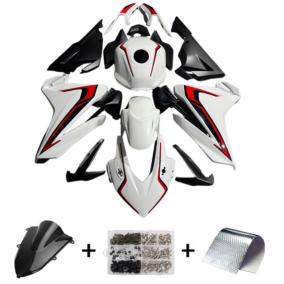 Kit de carenagens Amotopart 2022 Honda CBR400R vermelho cinza preto