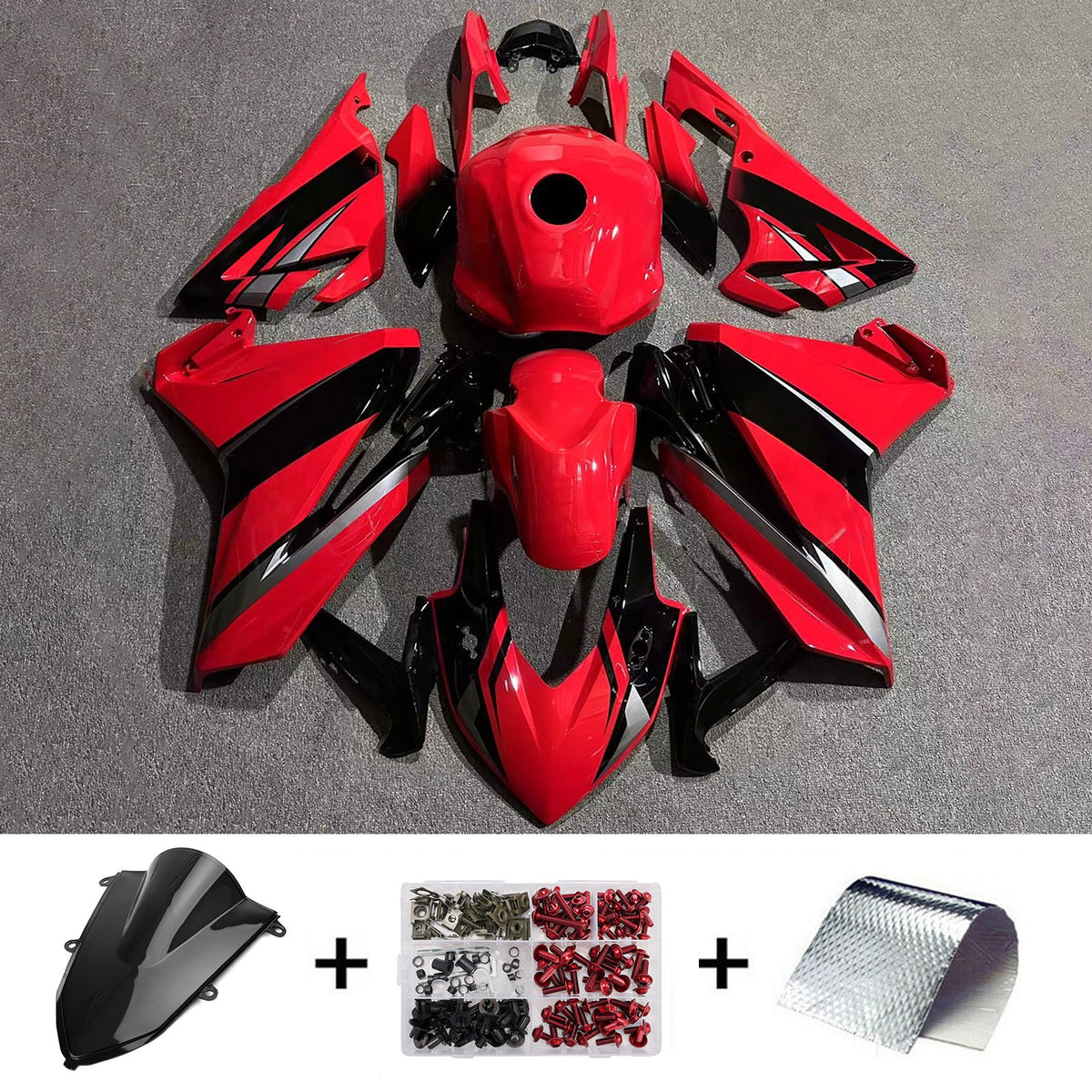 Zestaw owiewek Amotopart 2022 Honda CBR400R w kolorze szaro-czarno-czerwonym
