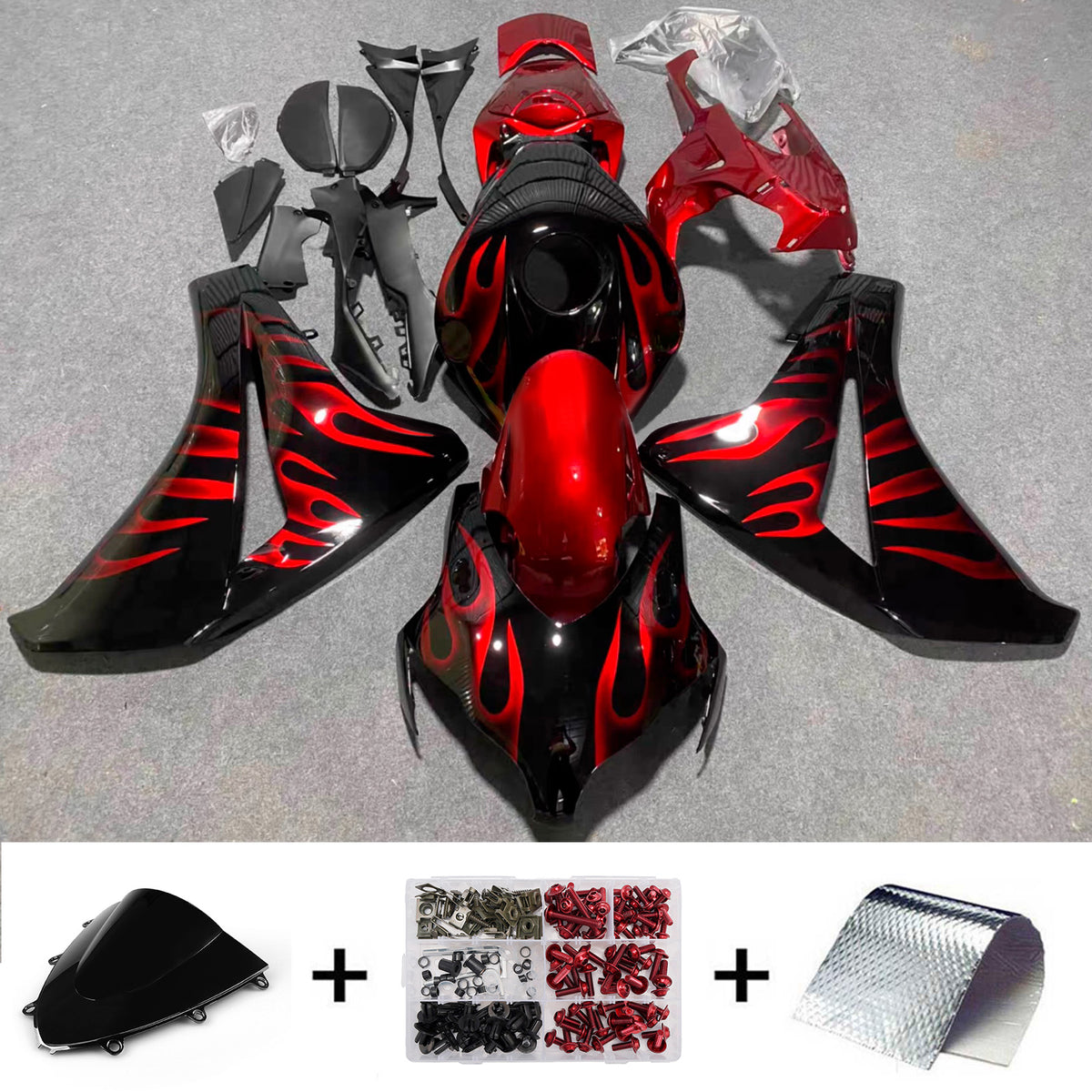 Amotopart 2008-2011 Honda CBR1000RR Red Black Fairing Kit