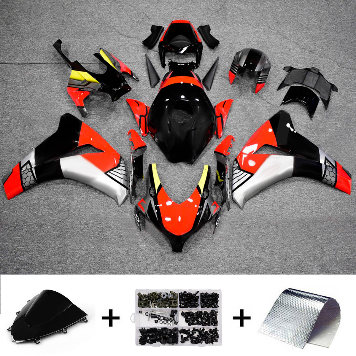Zestaw owiewek Amotopart do Hondy CBR1000RR 2008-2011 w kolorze czarno-pomarańczowym
