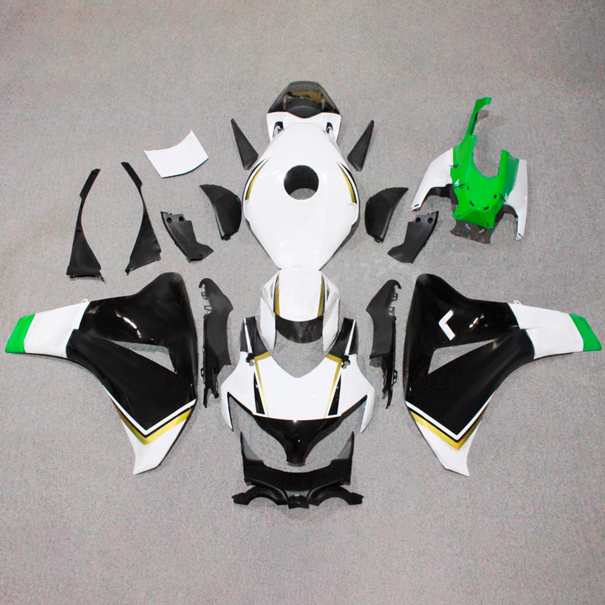 Amotopart 2008-2011 Honda CBR1000RR White Black Fairing Kit