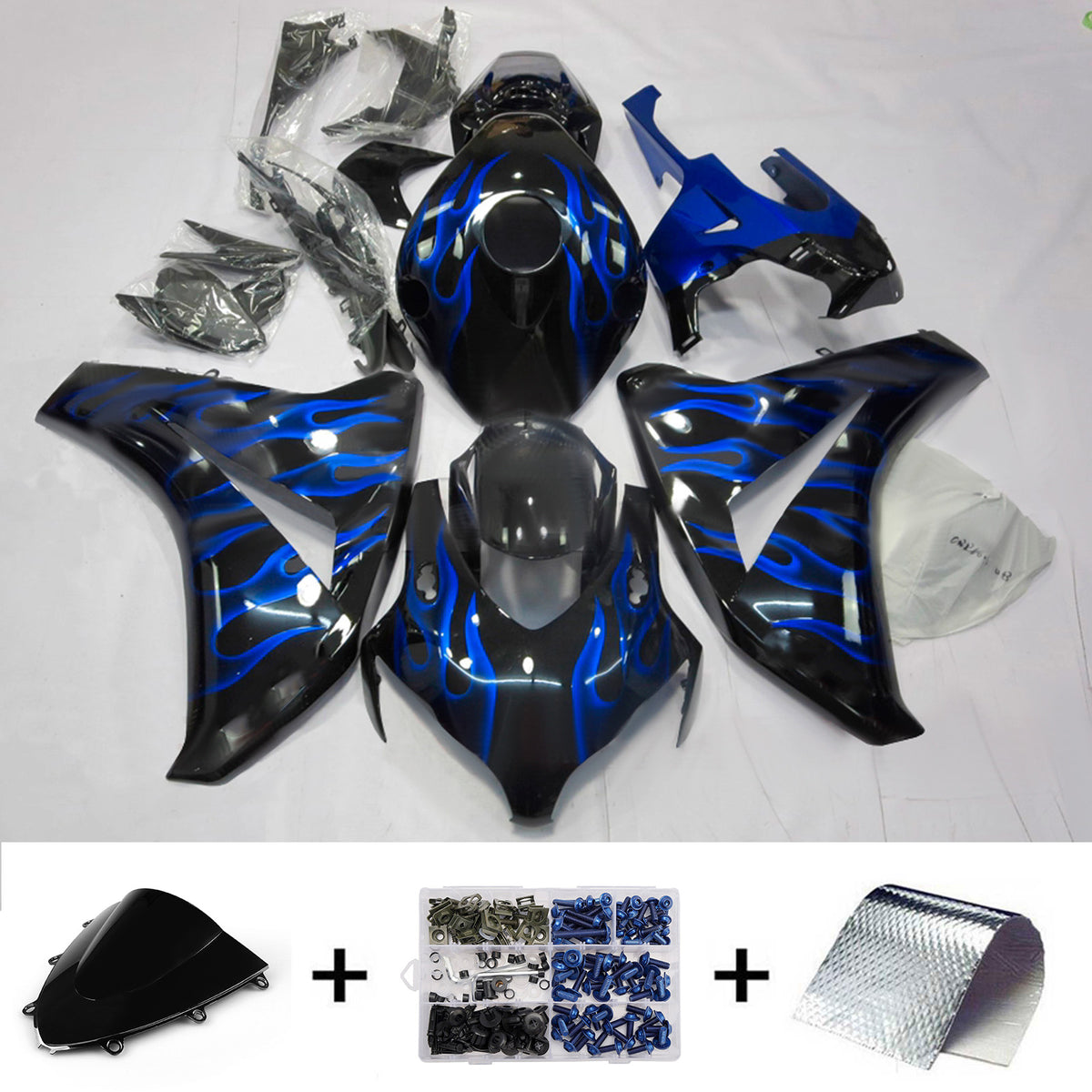 Amotopart 2008-2011 Honda CBR1000RR Black Blue Fairing Kit
