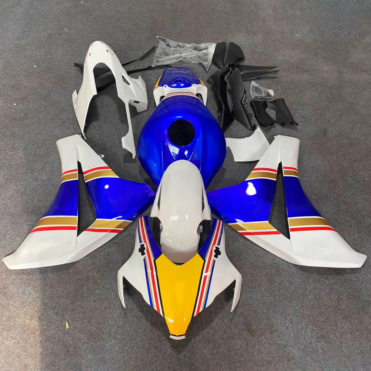 Amotopart 2008-2011 Honda CBR1000RR White Blue Fairing Kit