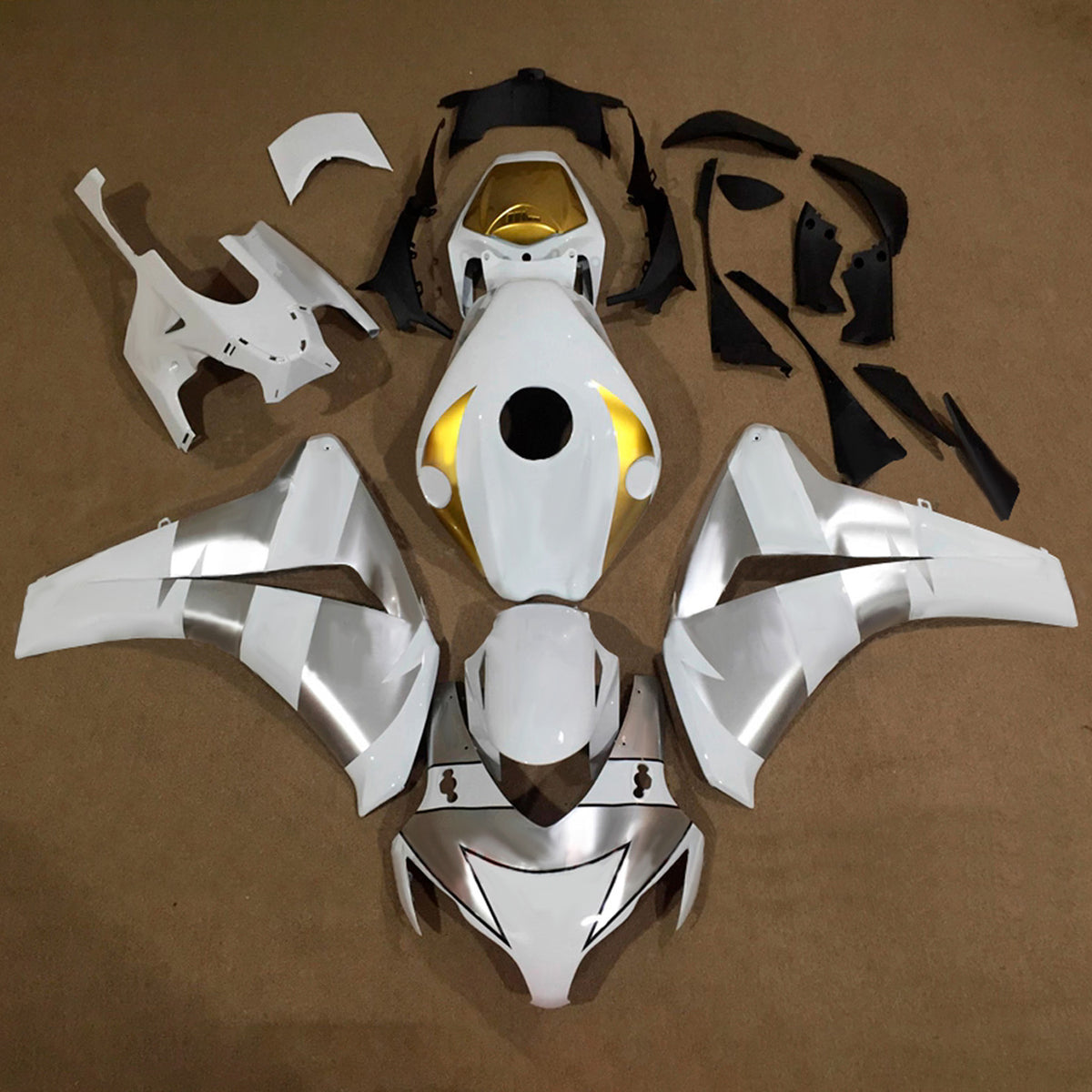 Amotopart 2008–2011 Honda CBR1000RR Weiß-Silber-Verkleidungsset