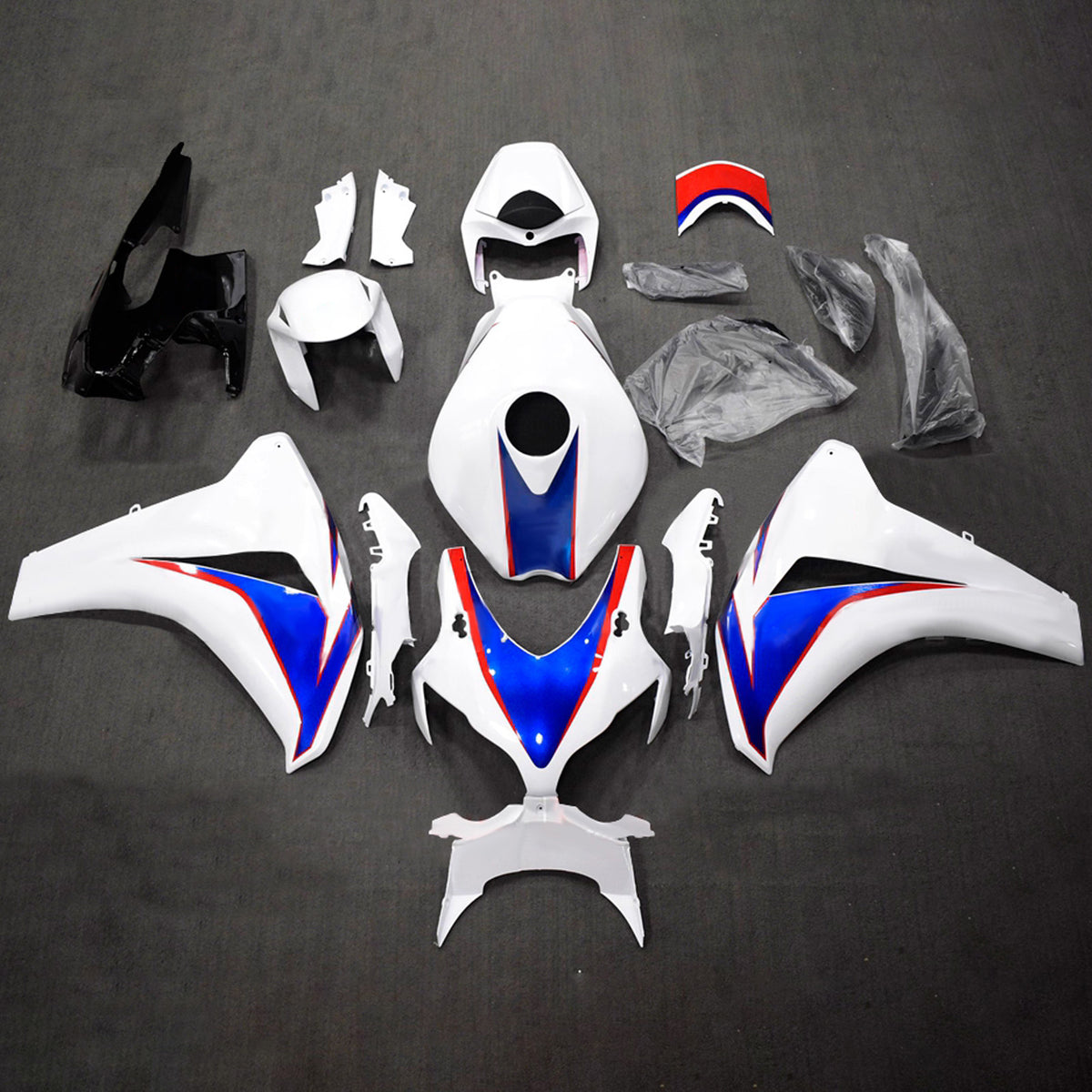 Amotopart 2008-2011 Honda CBR1000RR White Blue Fairing Kit
