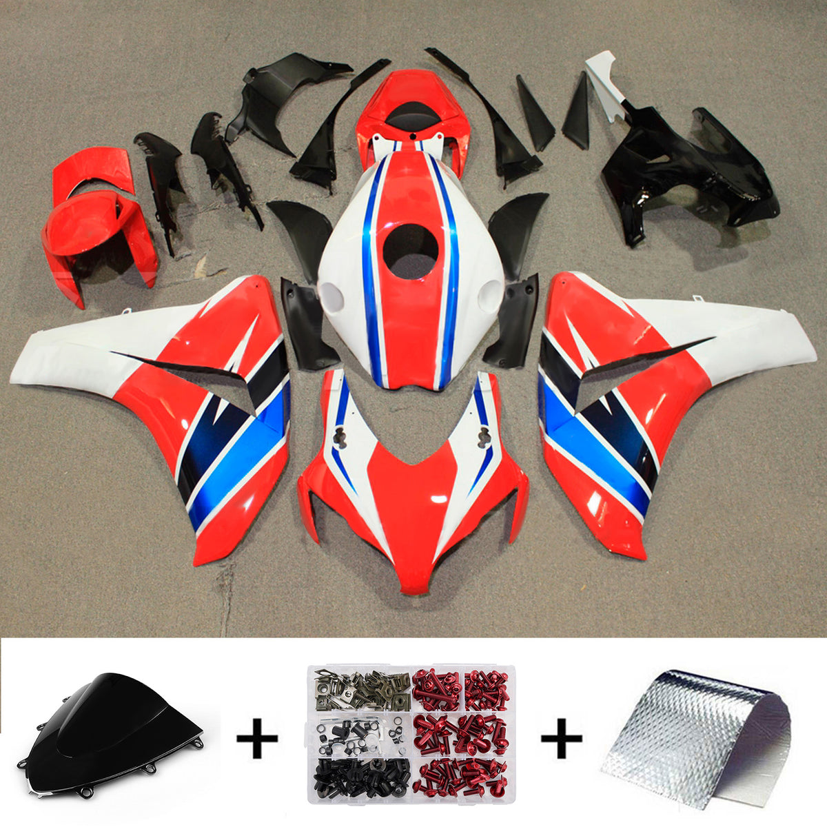 Amotopart 2008-2011 Honda CBR1000RR Red White Fairing Kit
