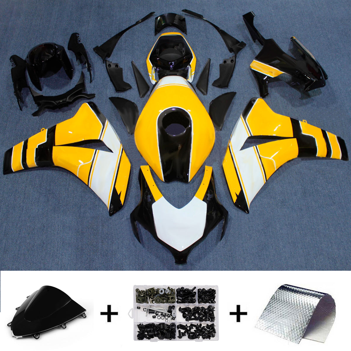 Amotopart 2008-2011 Honda CBR1000RR Kit de carenado amarillo negro blanco