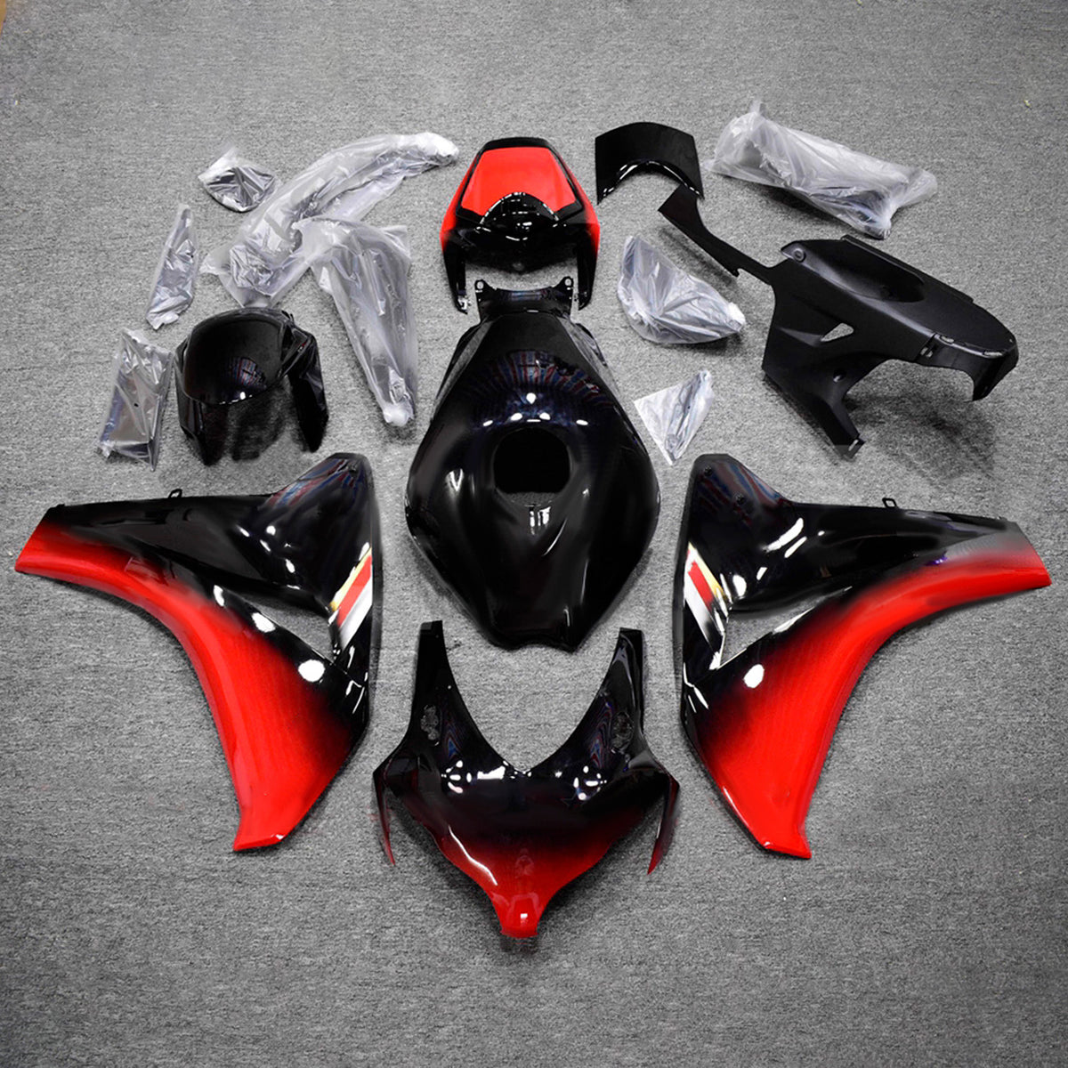 Amotopart 2008-2011 Honda CBR1000RR Black Red Fairing Kit