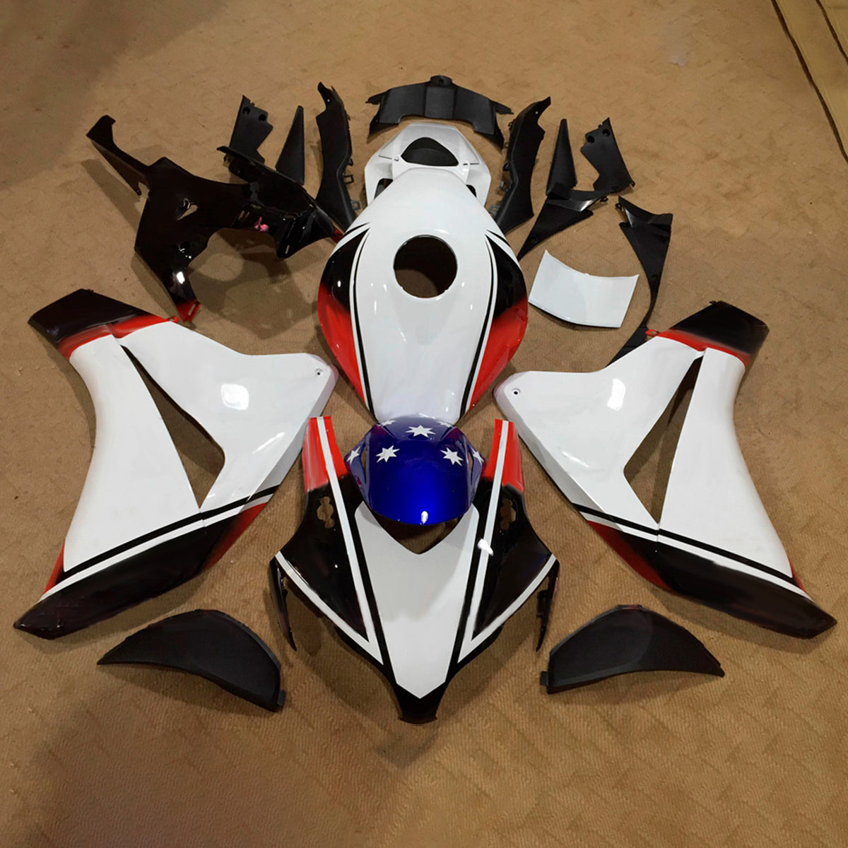 Amotopart 2008-2011 Honda CBR1000RR Kit de carenado blanco negro