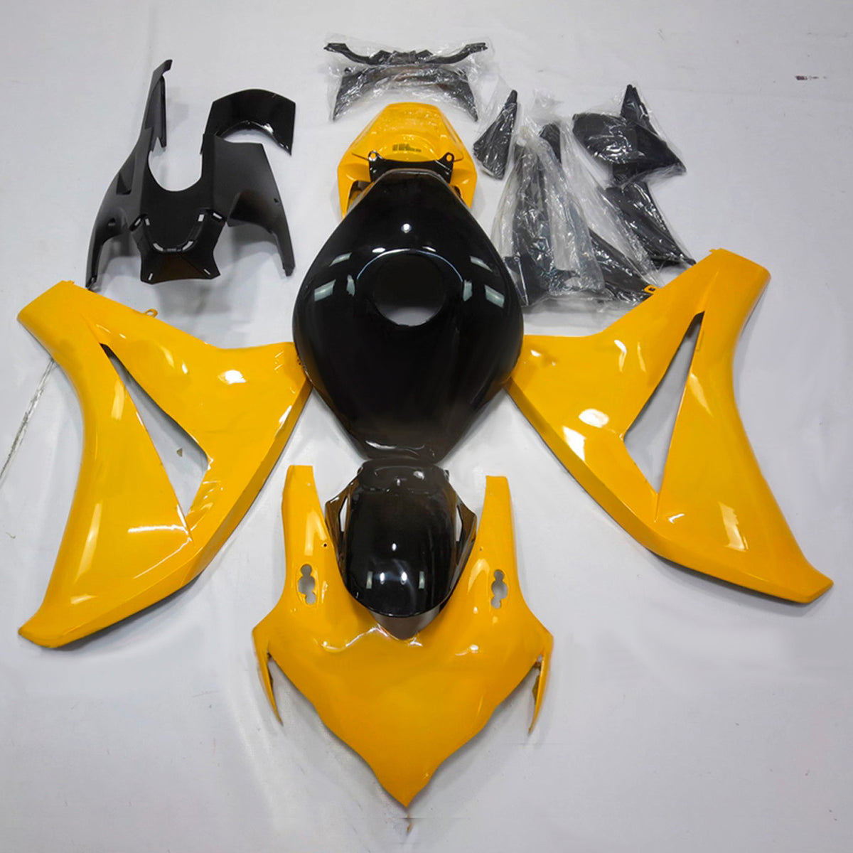 Amotopart 2008-2011 Honda CBR1000RR Yellow Black Fairing Kit