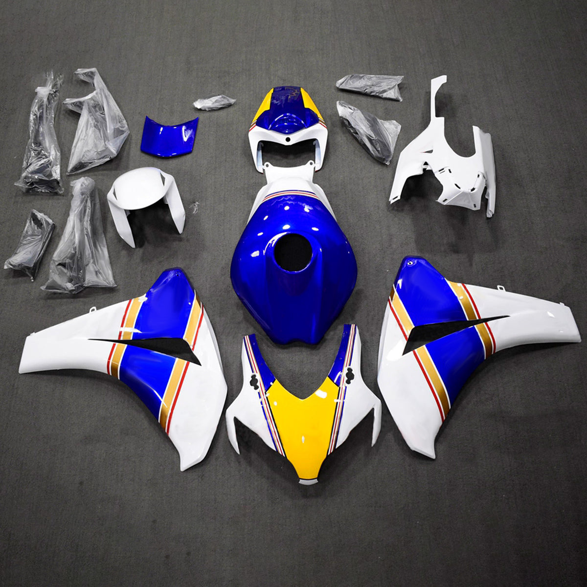 Amotopart 2008-2011 Honda CBR1000RR White Blue Fairing Kit