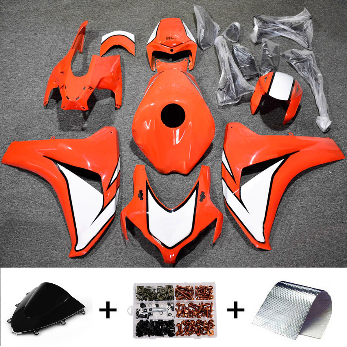 Amotopart 2008-2011 Honda CBR1000RR Kit de carenado naranja blanco