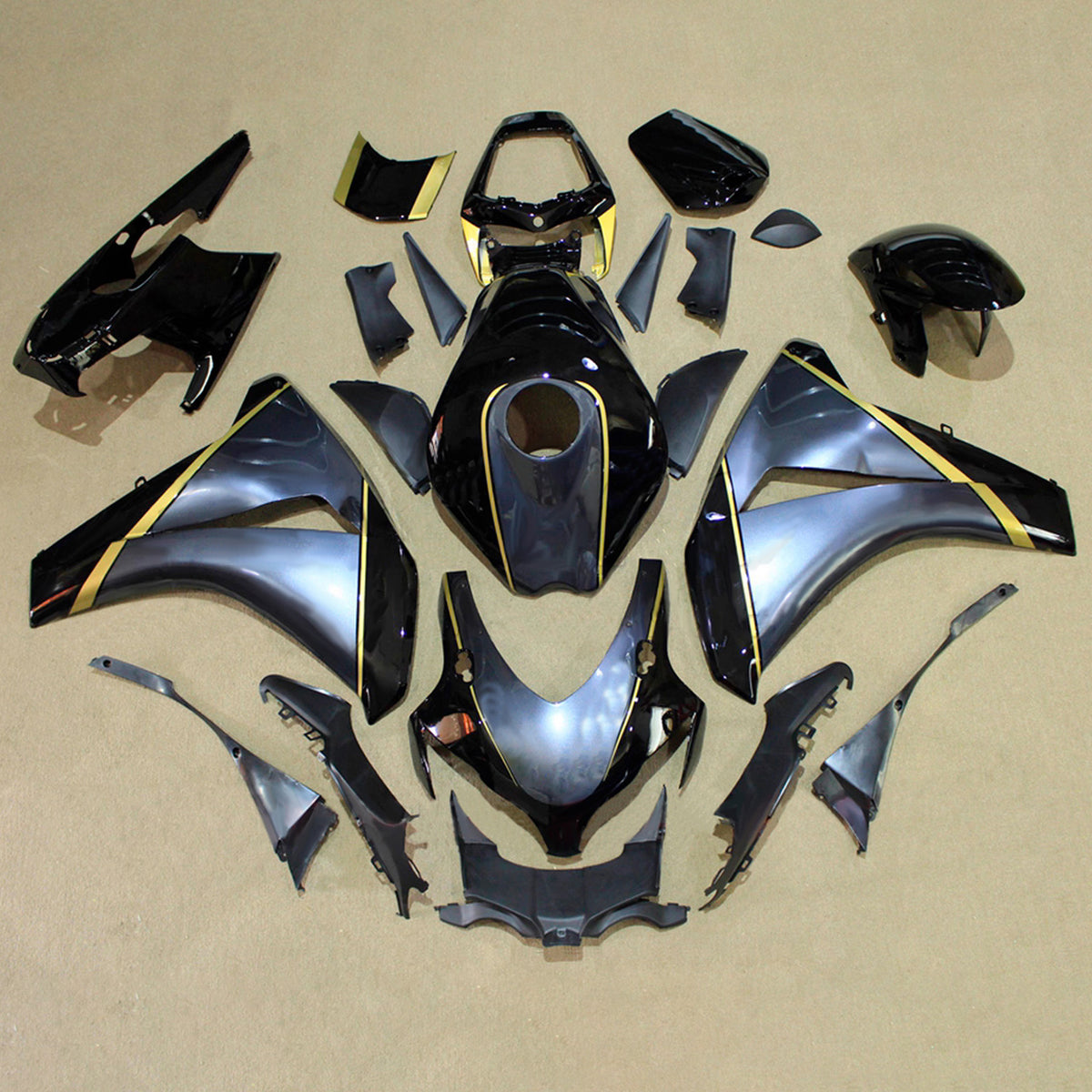 Amotopart 2008-2011 Honda CBR1000RR Silver Black Fairing Kit