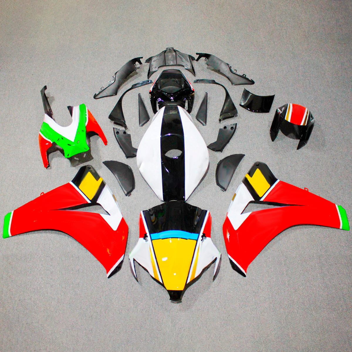 Amotopart 2008–2011 Honda CBR1000RR Schwarz-Rot-Verkleidungsset