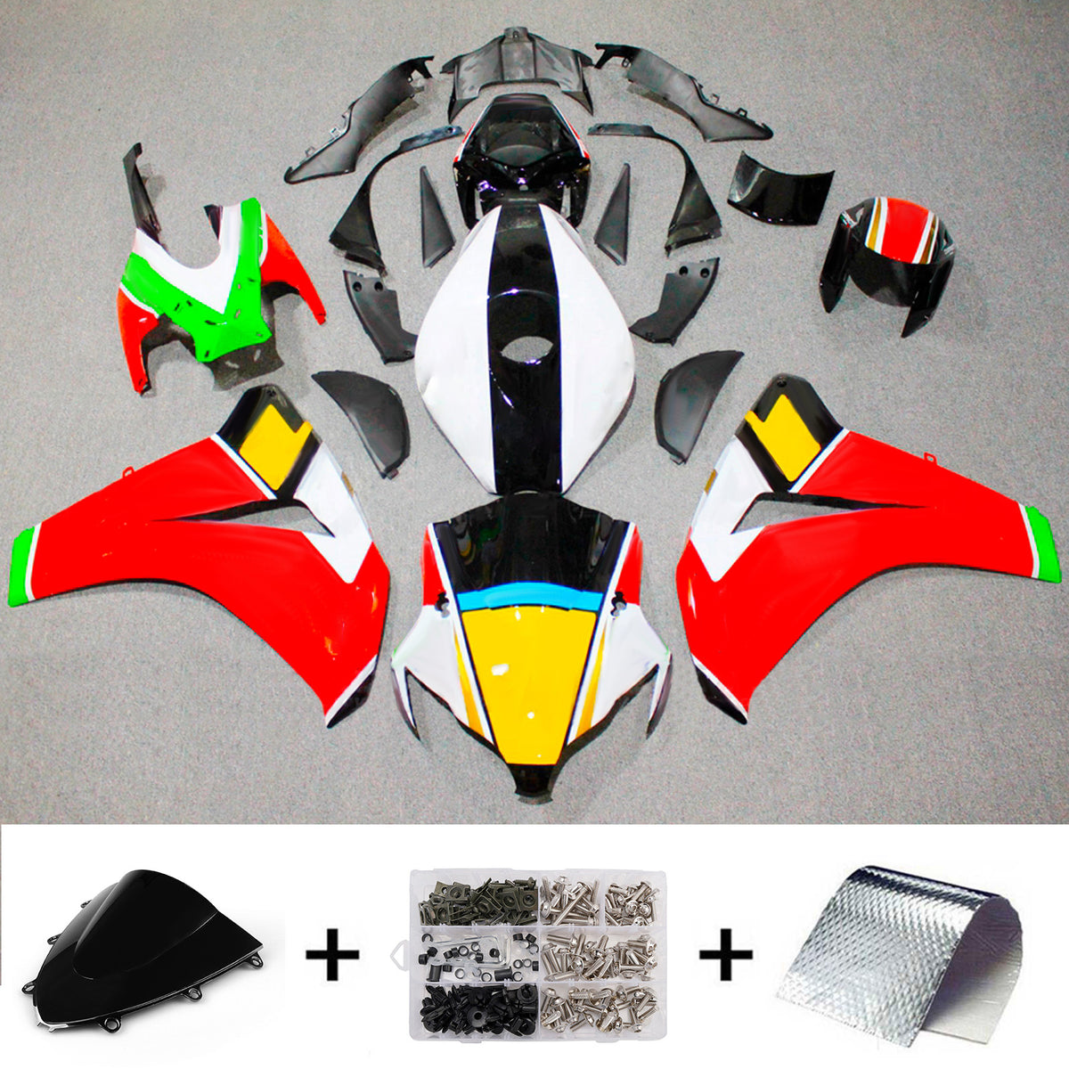Amotopart 2008–2011 Honda CBR1000RR Schwarz-Rot-Verkleidungsset