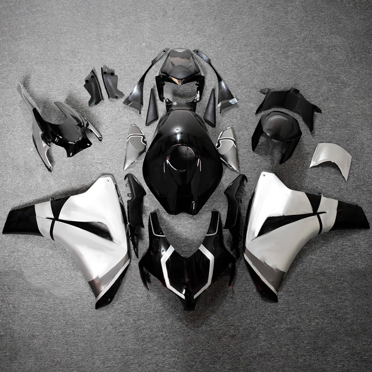 Amotopart 2008-2011 Honda CBR1000RR Black Silver Fairing Kit