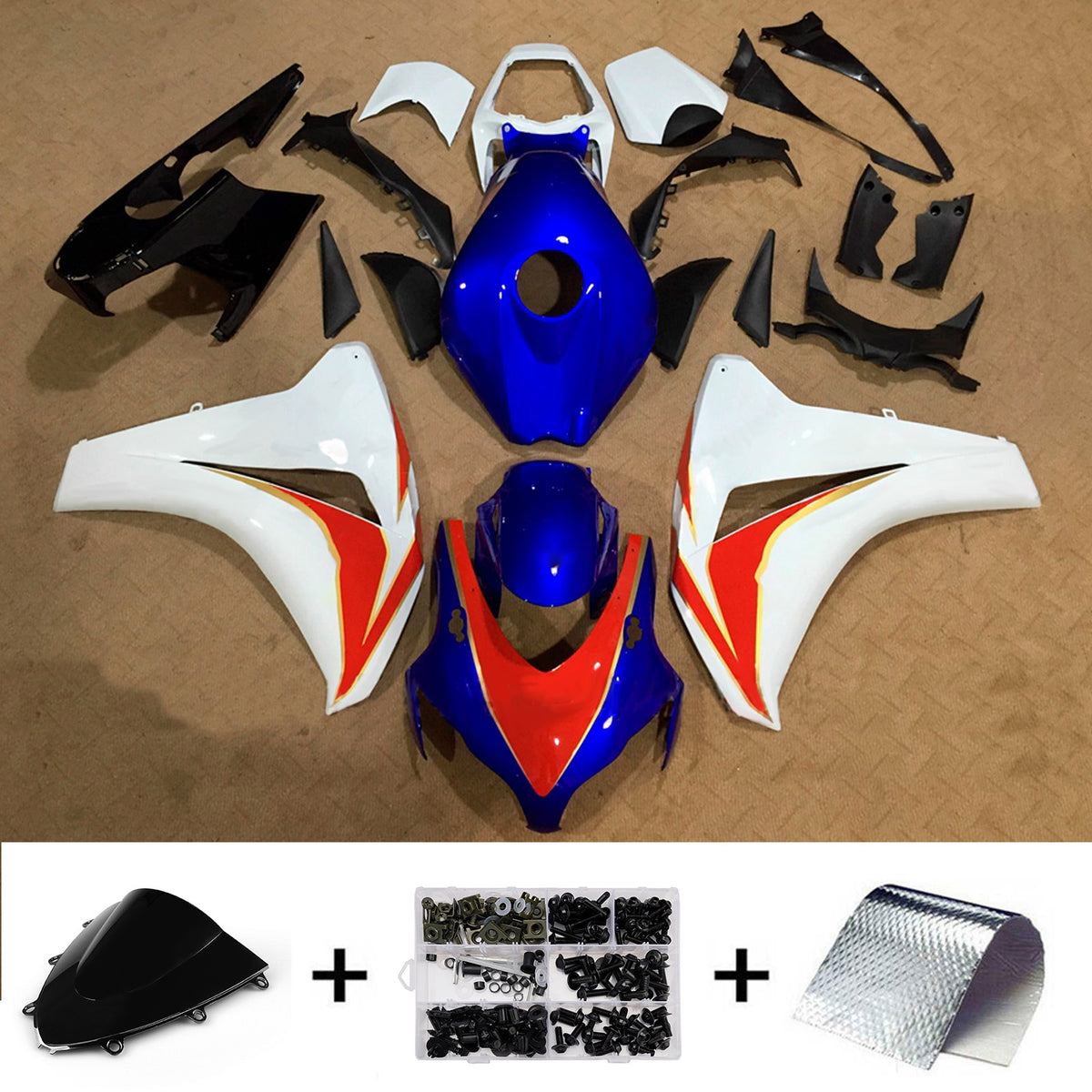 Amotopart 2008-2011 Honda CBR1000RR Blue Red White Fairing Kit