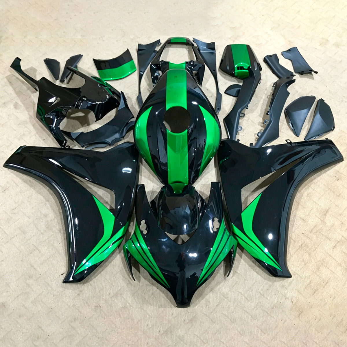 Amotopart 2008-2011 Honda CBR1000RR Black Green Fairing Kit
