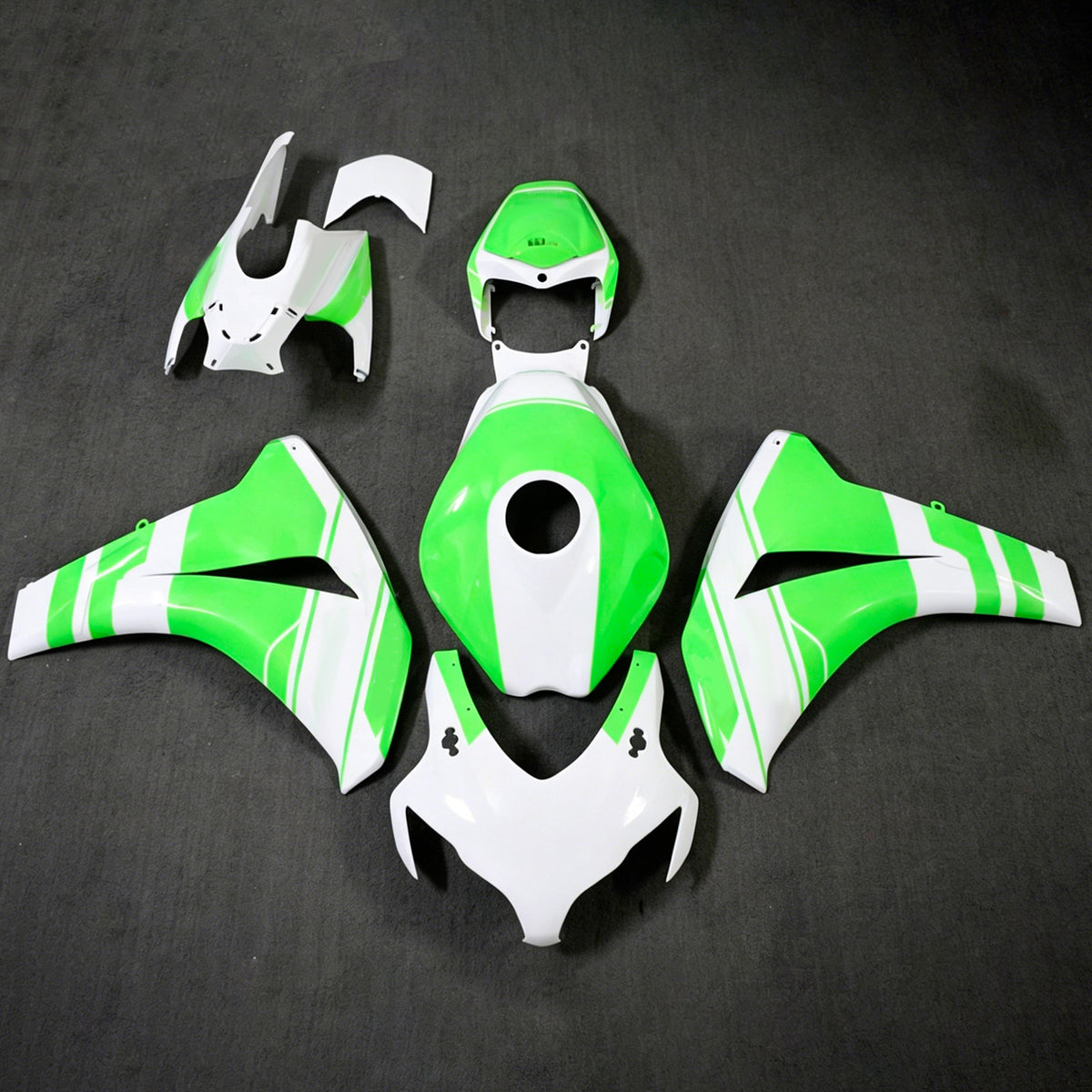 Amotopart 2008-2011 Honda CBR1000RR White Green Fairing Kit