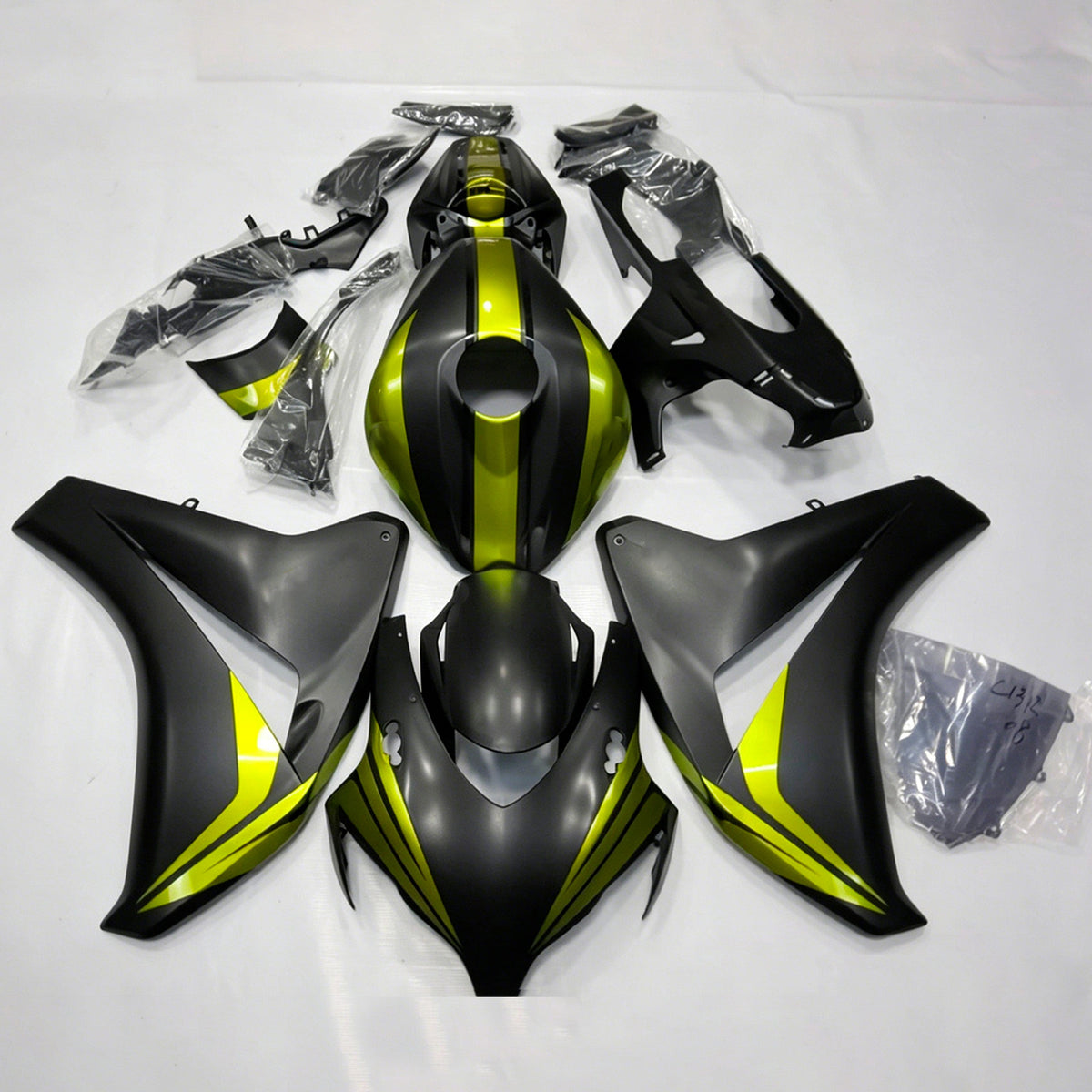 Amotopart 2008-2011 Honda CBR1000RR Black Yellow Fairing Kit
