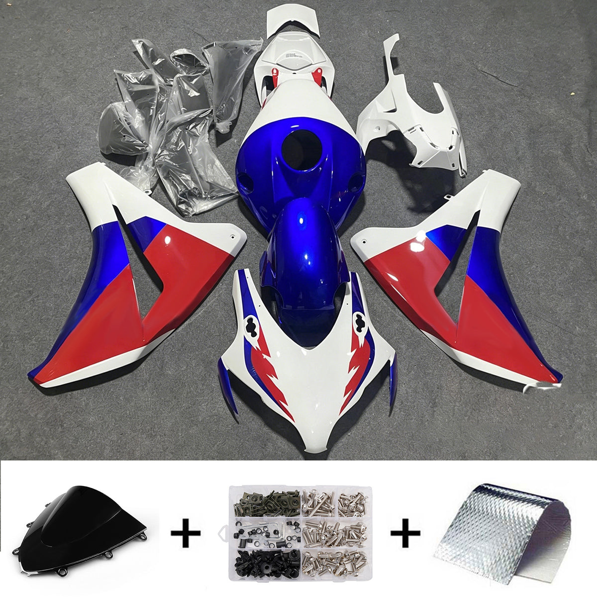 Amotopart 2008-2011 Honda CBR1000RR Blue Red White Fairing Kit
