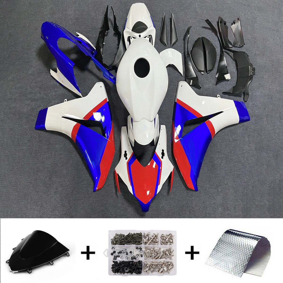 Amotopart 2008-2011 Honda CBR1000RR White Blue Red Fairing Kit