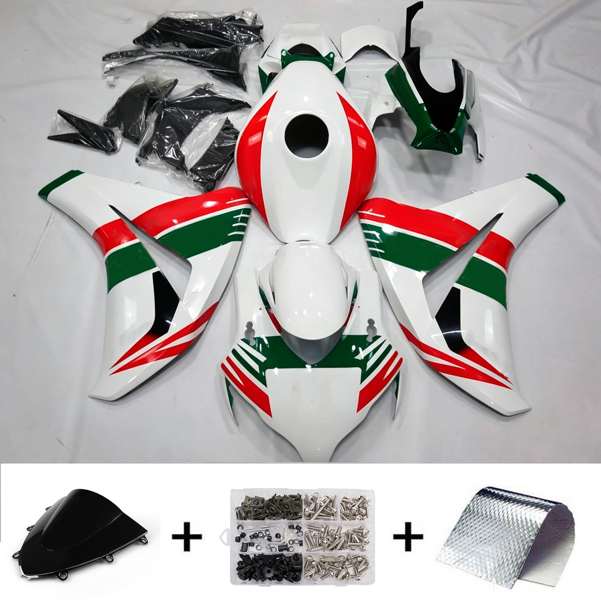 Amotopart 2008–2011 Honda CBR1000RR Weiß-Rot-Verkleidungsset