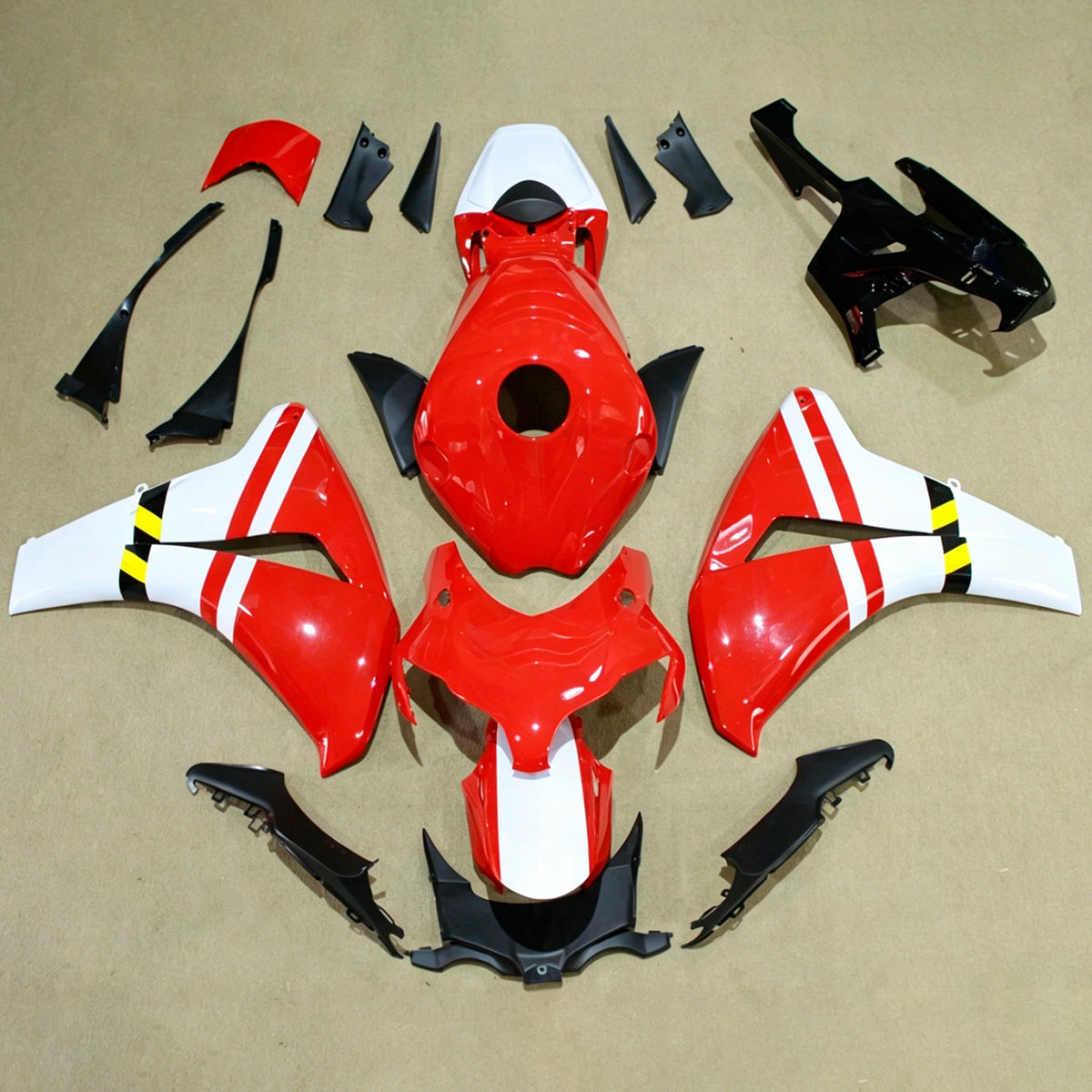 Amotopart 2008-2011 Honda CBR1000RR Kit de carénage rouge blanc