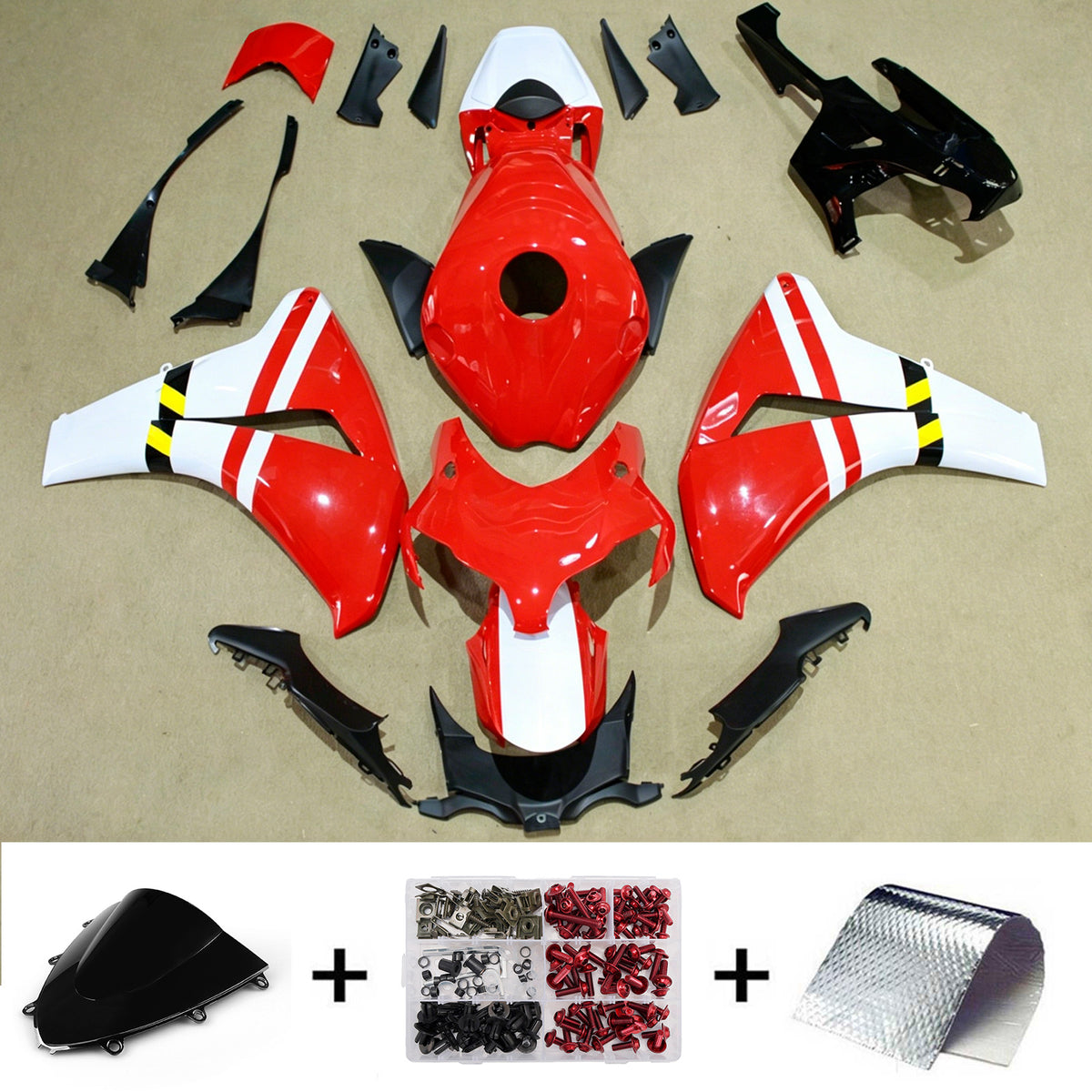 Amotopart 2008-2011 Honda CBR1000RR Red White Fairing Kit