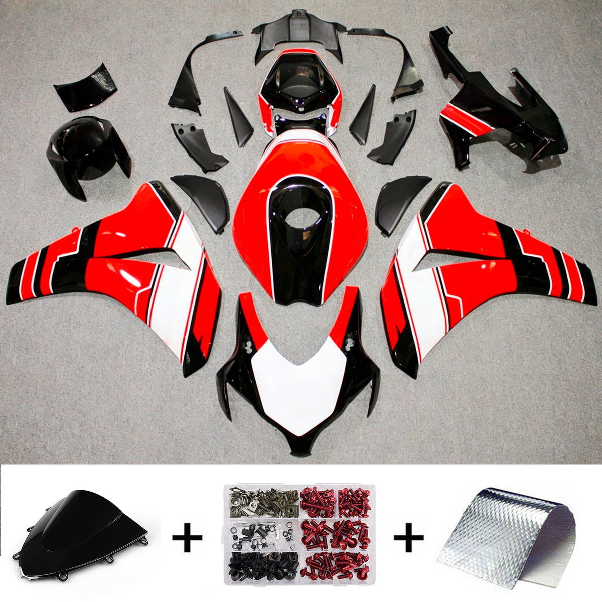 Amotopart 2008-2011 Honda CBR1000RR Red Black Fairing Kit