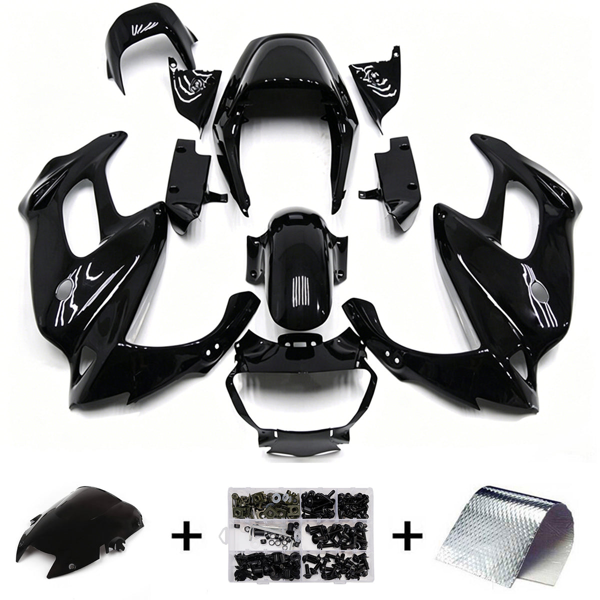 Amotopart 1997–2005 Honda VTR1000F schwarzes Verkleidungsset