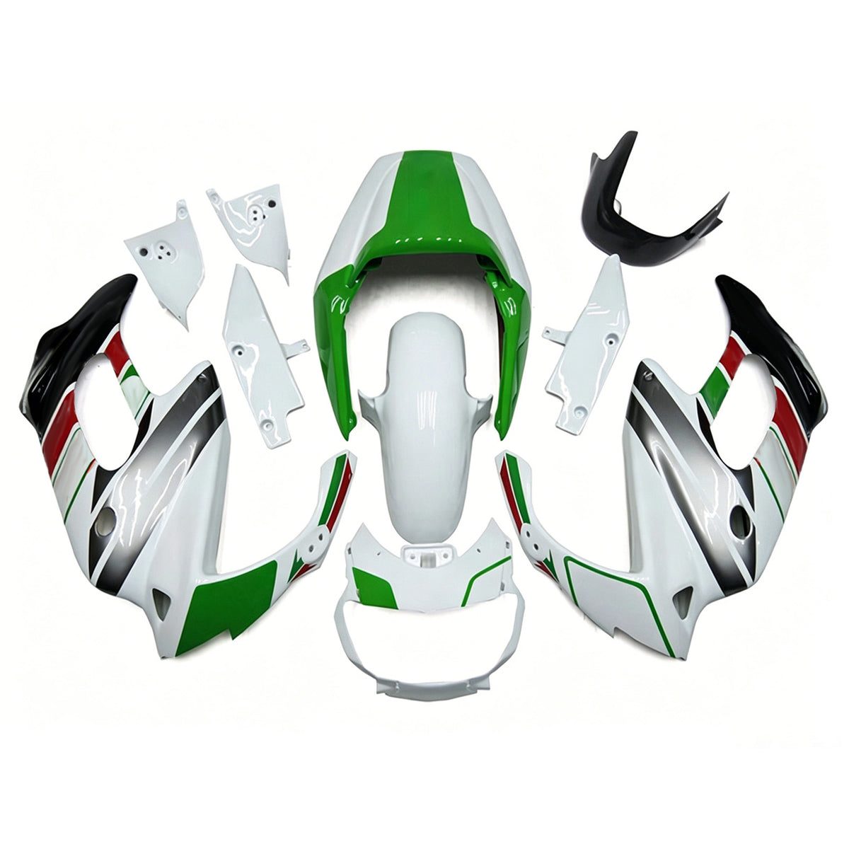 Amotopart 1997-2005 Honda VTR1000F White Green Fairing Kit