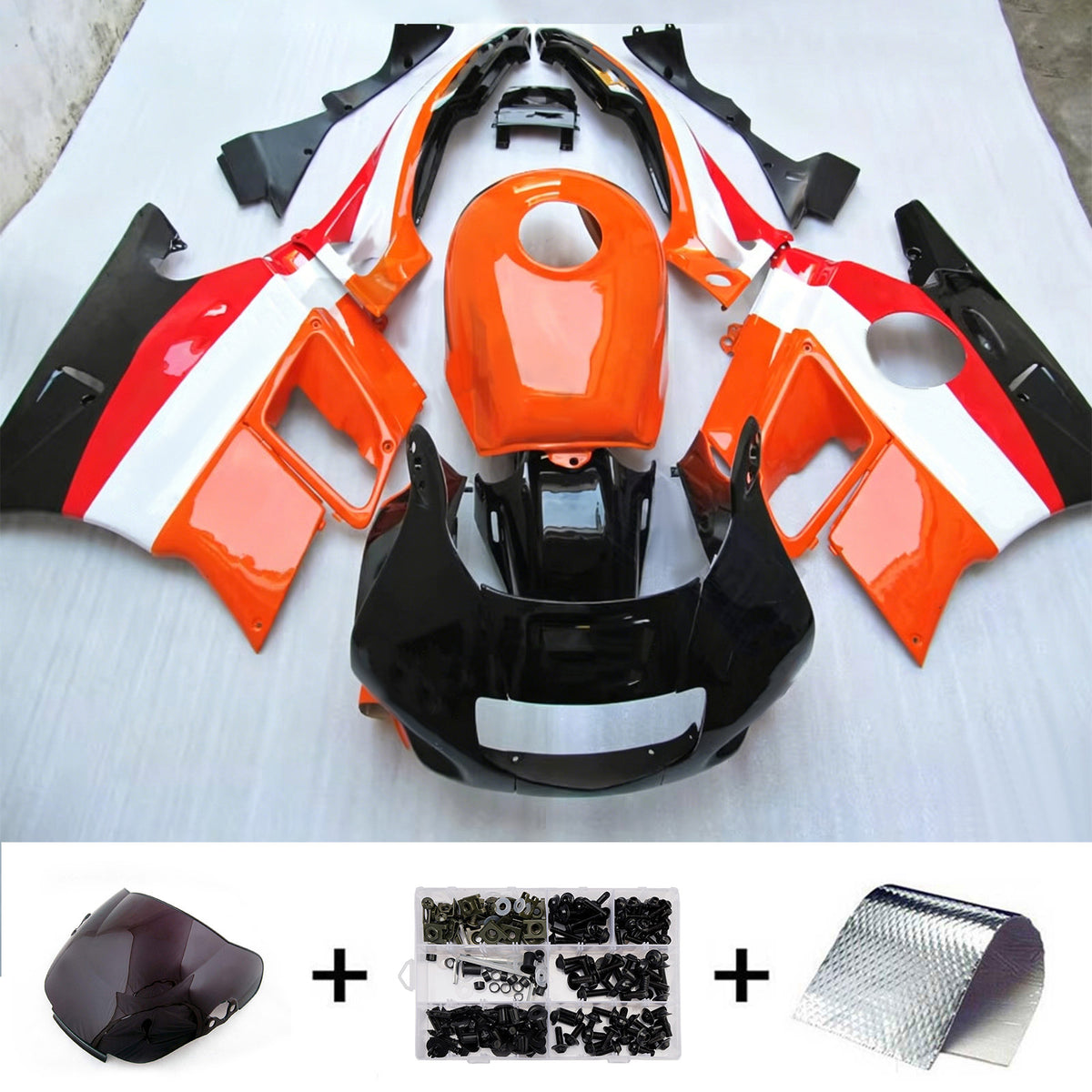 Amotopart 1991-1994 Honda CBR600 F2 Orange Red White Fairing Kit