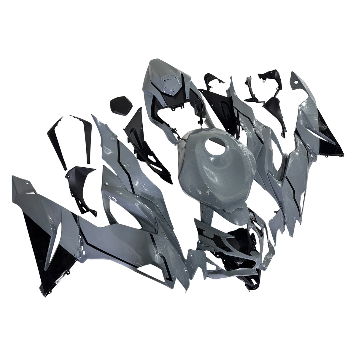 Amotopart 2019–2023 Kawasaki ZX-6R Grau Schwarz Weiß Verkleidungsset